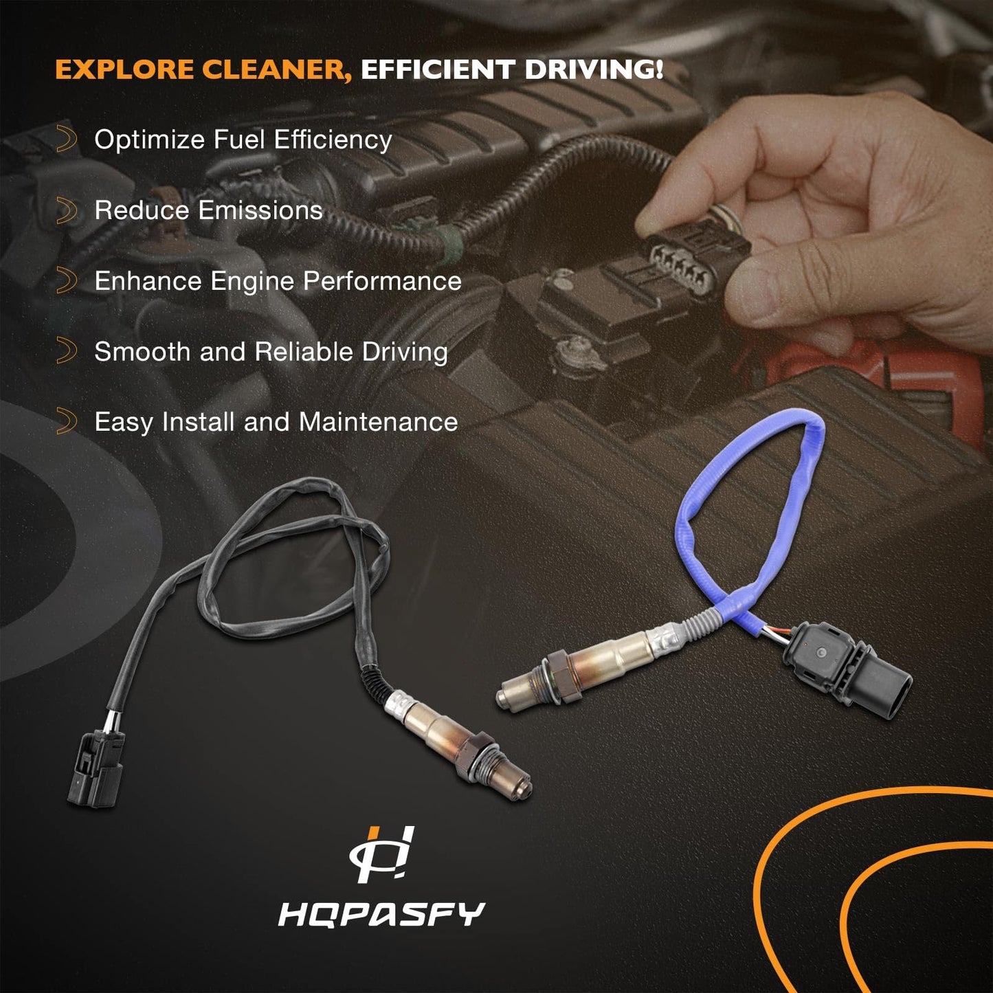 HQPASFY 2Pcs Oxygen Sensors 234-5068 234-4575 Upstream & Downstream Oxygen O2 Sensor Compatible with 2012-2018 Ford Focus 2.0L L4, 2013-2014 Ford Fusion 1.6L L4