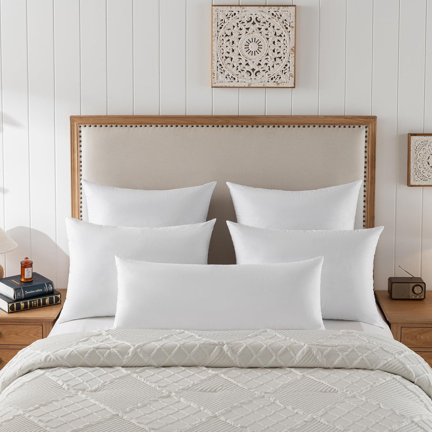 basic home Hotel-Style Goose Feather Down Euro Pillow Insert for Sofa & Bed - 100% Odorless & Plump Cushion Filler - 233TC Cotton with Inner Liner to Prevent Poking (28x28 Inch)