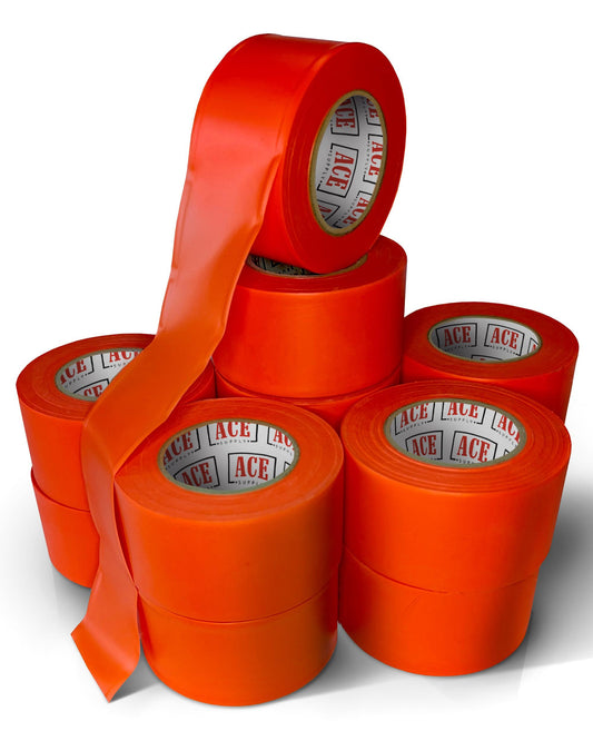 ACE Supply Orange Flagging Tape 144 Pack - Non-Adhesive Survey Tape - 1.5 Inch Width, 150 Ft Length, 2 Mil - Tree Marking Ribbon, Surveyors Ribbon