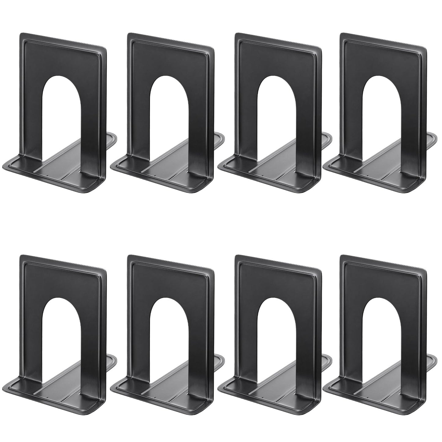 MaxGear 8.5 in Extra Large Heavy Duty Metal Book Ends, Classic Black Premium Bookends for Shelves, Non-Skid Bookend, Book Stopper for Books/Movies/CDs/Games, 8.5 x 5.9 x 7.8 in,4 Pairs
