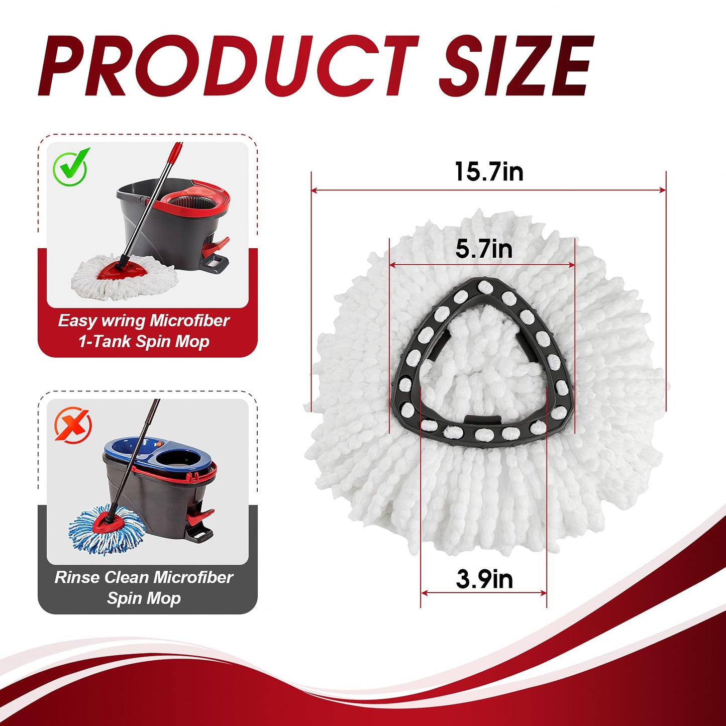 20 Pack Spin Mop Refills Head, Mop Heads Replacement for Spin Mop, Washable Microfiber Mop Replace Head Spin Mop, 360°Spinning Micro Replacement Mop Head for Easy House Cleaning Floor Mopping