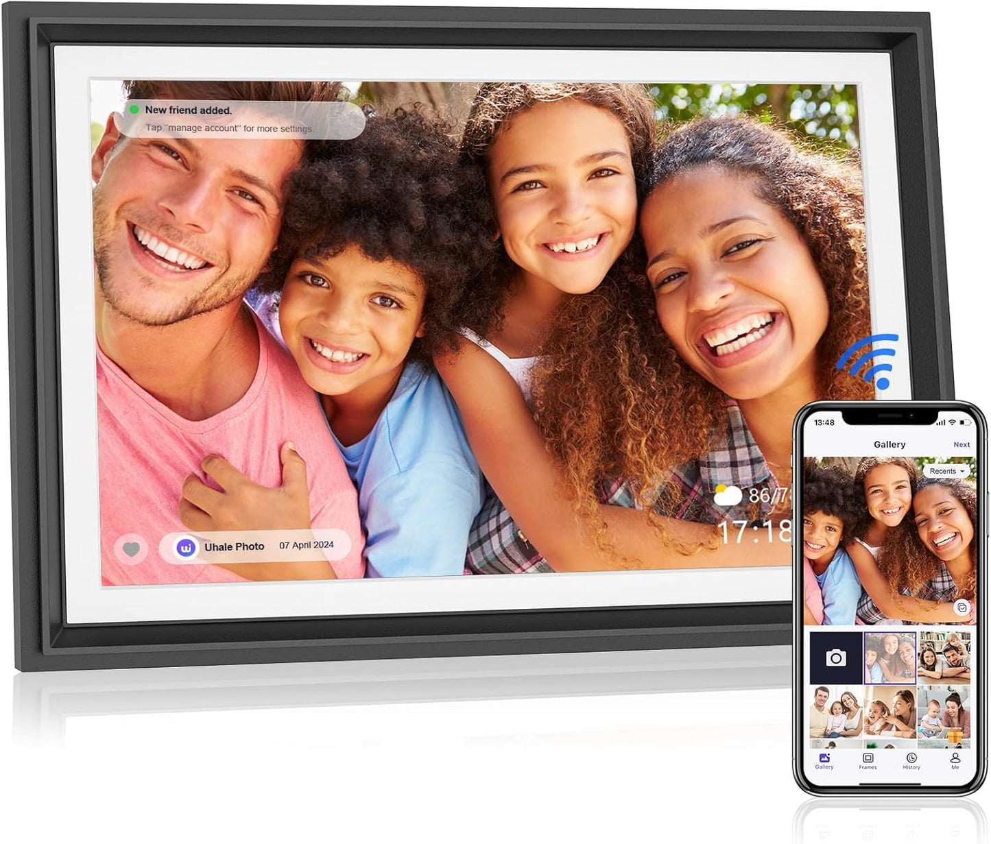 Livingpai 10.1 inch WiFi Digital Picture Frame, Touch Screen Smart Digital Photo Frame with 16GB Storage, WiFi Electronic Picture Frame Easy to Share Photos and Videos via Uhale App