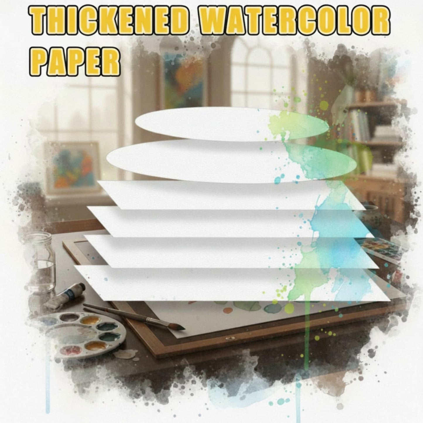 Dunzoom 200 Sheets Watercolor Paper Bulk 9'' x 12'', 8'' x 10'', 8''x8'', 6''x 6'', 5''x7'', 4''x6'' Artist Painting Drawing White Paper Book Water Color Art Supplies for Artists Painting Craft