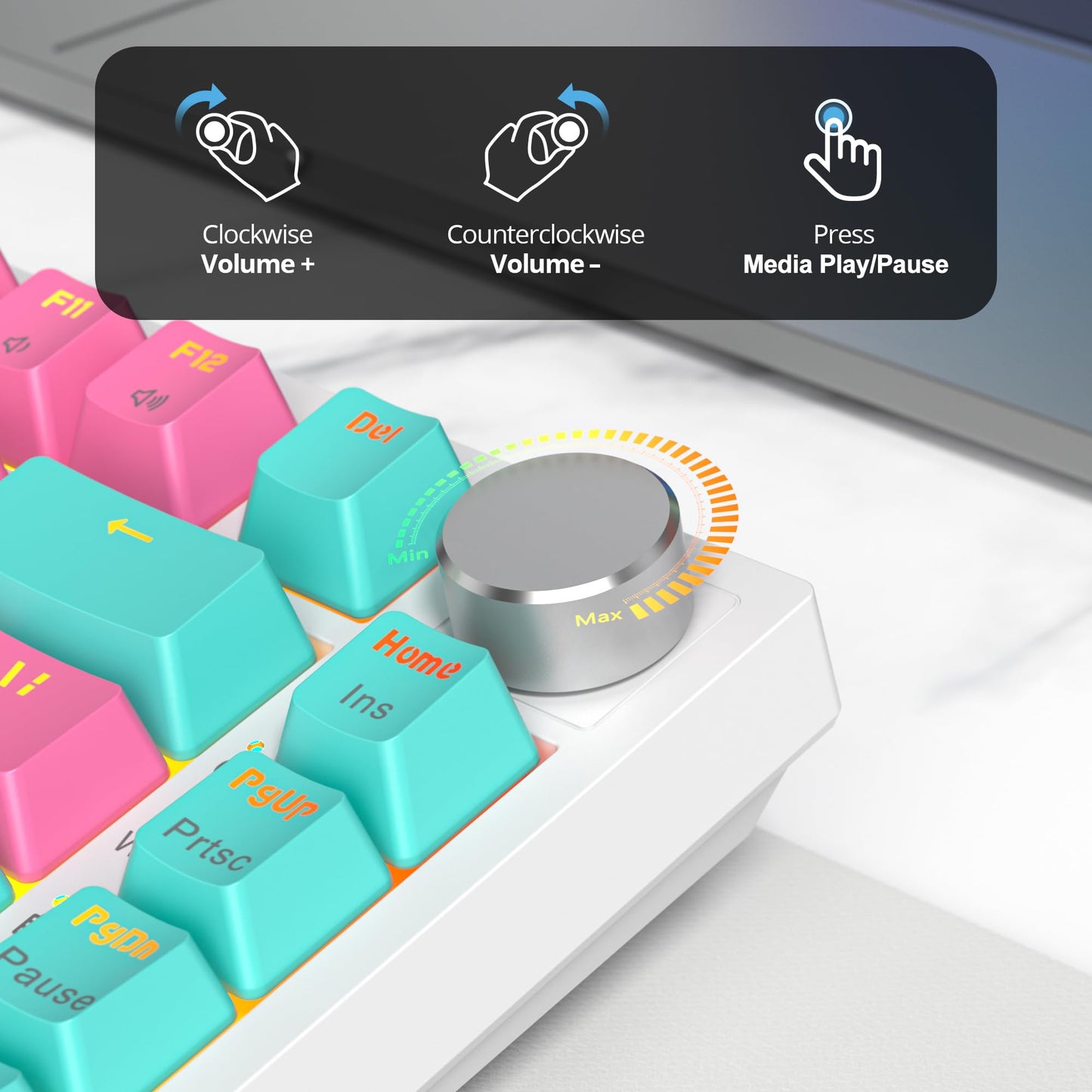 iRoboosta 400PRO 75% Wireless Creamy Mechanical Keyboard Pink, Gasket Hot Swappable RGB Gaming Keyboard, Bluetooth/2.4GHz/USB-C Cute Keyboard with Pre-lubed Cream Grey Switches (82 Pink Cyan) ﻿