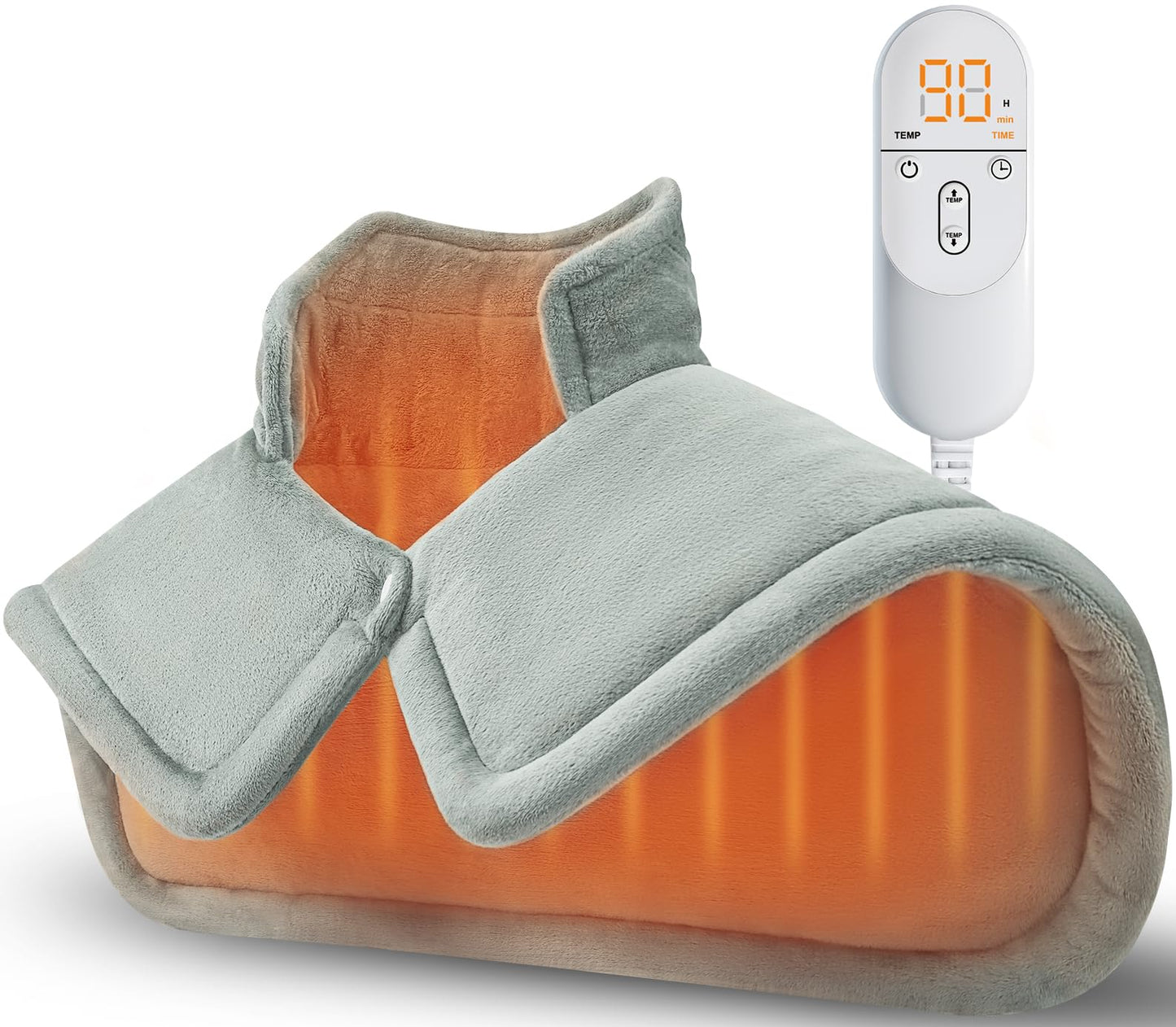Heating Pad for Neck and Shoulder, Birthday Gifts for Men Women Mom Dad, Electric Heating Pad for Back Pain Relief, Grey