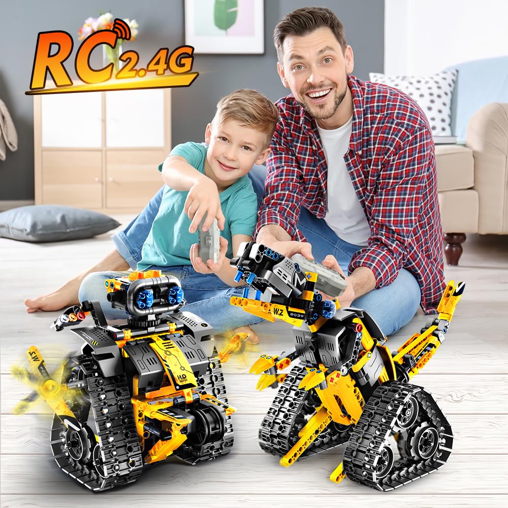 INSOON Robot Toys for Kids Building Set, 520 PCS App & Remote Control Robotics Kit, 5-in-1 RC Wall Robot Engineer Robot Dinosaur Building Block Toy Gift for Kids 6 7 8 9 10 11 12+ Years Old Boys Girls