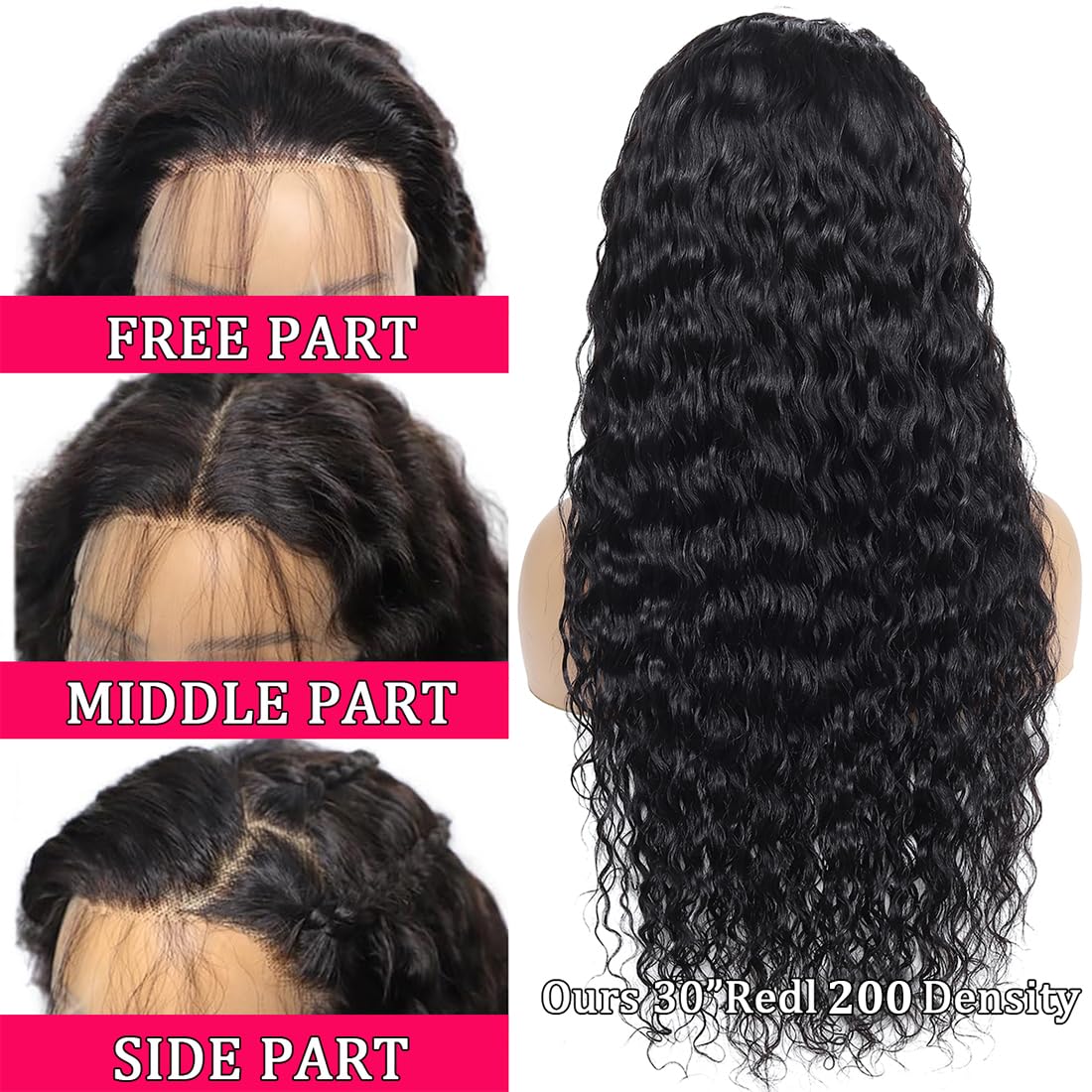 Lovelyworld Deep Wave Lace Front Wigs Human Hair 30 inch 200 Density 13X4 HD Deep Curly Lace Front Human Hair Wig Lace Frontal Human Hair Wigs for Women