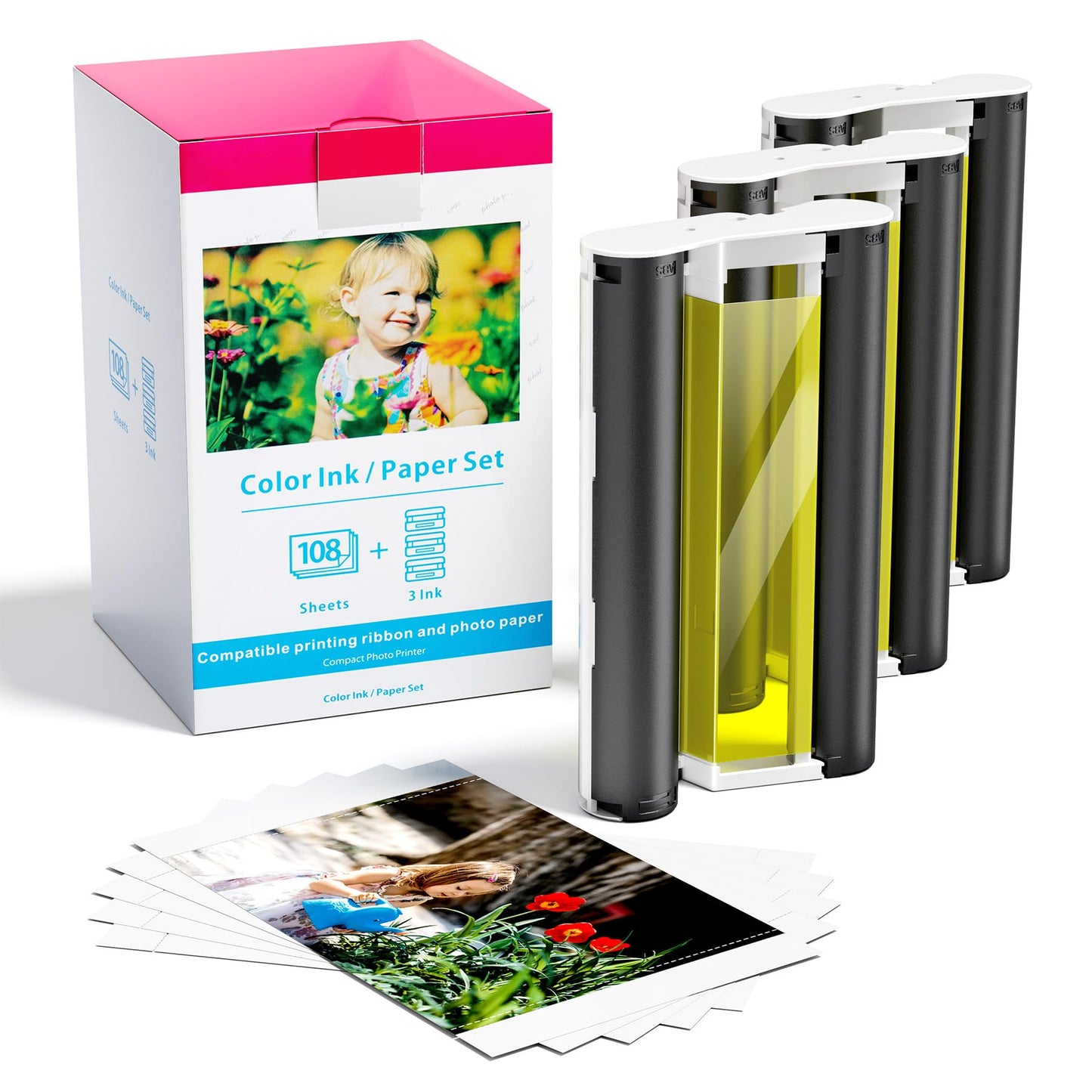 KP-108IN Color Ink and Paper Set Compatible with Canon Selphy CP1500 CP1300