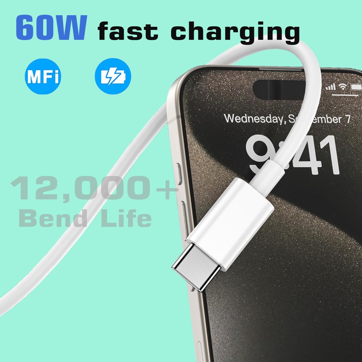 iPhone 15 Charger Fast Charging, 3Pack 20W USB C Fast Charger Plug 10ft USB C to USB C Cable Cord Compatible iPhone 15/15 Pro/15 Pro Max/15 Plus,iPad Air M2 11/13inch,iPad Pro M4 11/13inch,iPad Air4/5