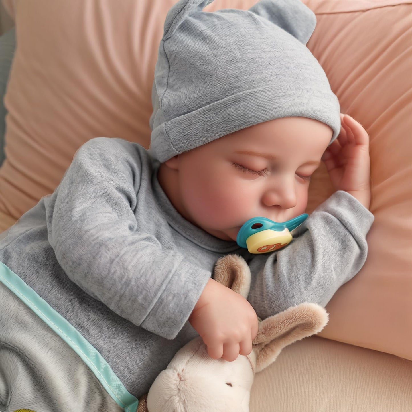 JIZHI Lifelike Reborn Baby Dolls - 17 Inch Realistic Newborn Baby Dolls Real Life Baby Dolls Full Vinyl Poseable Body Sleeping Baby Boy with Feeding Kit for Children 3+