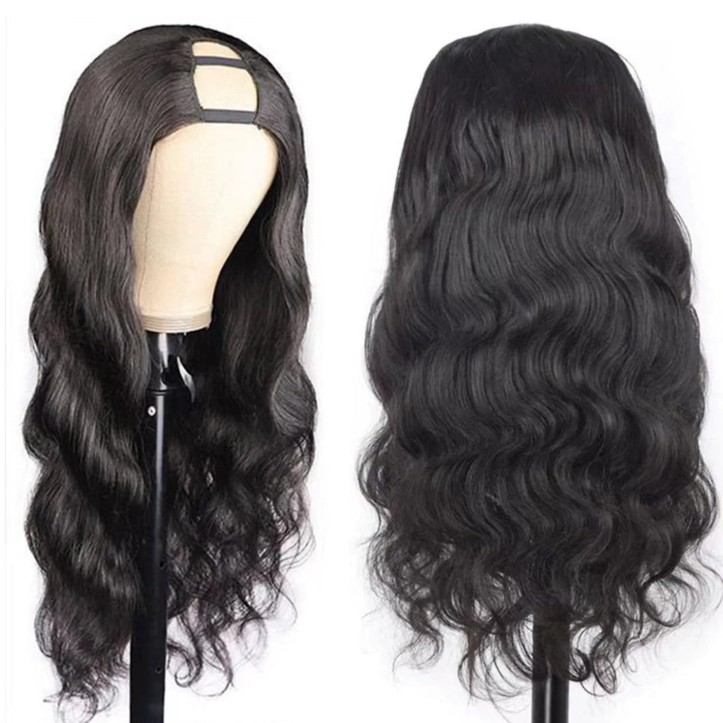 BYYASAA U Part Human Hair Wig Body Wave U Part Wig Human Hair for Black Women Glueless Wigs Human Hair Clip Upgrade Natural Hair Wig Beginner Friendly Middle Part 180% Density 18inch