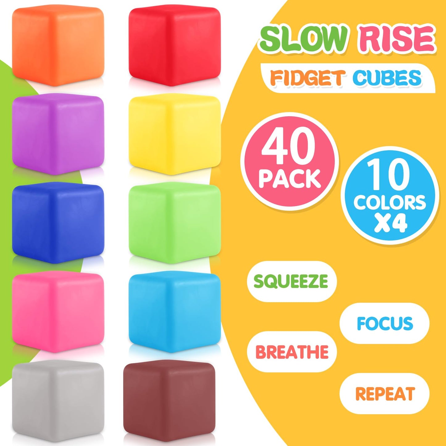40pcs Stress Balls for Kids-Squishy Cube Stress Balls Bulk-Treasure Box-Fidgets Prizes Bulk-Sensory Fidgets Toys for Adults -Classroom Prize-Goodie Bag Stuffers, Sensory Toys for Autistic Autism