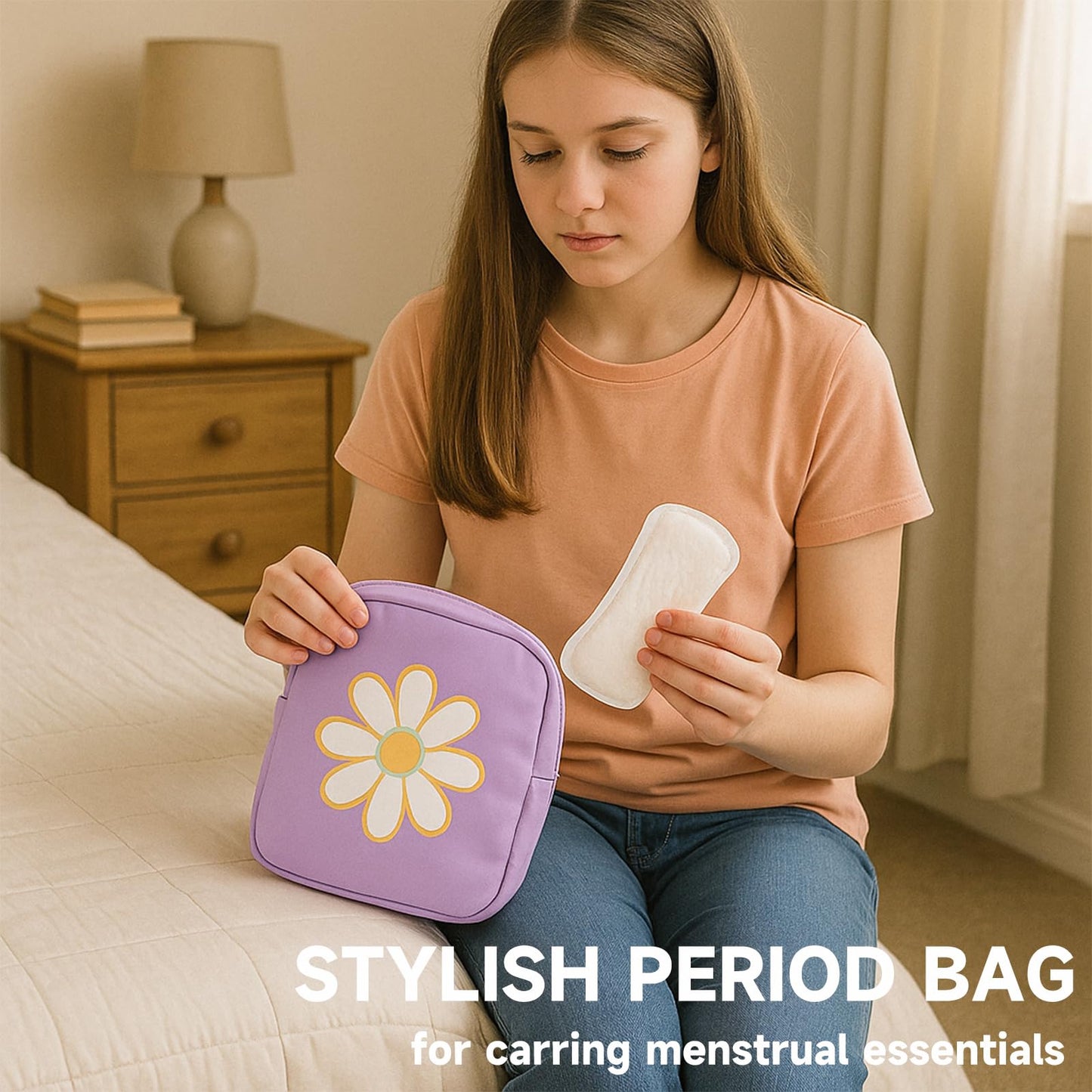 First Period Kit for Girls 9-12 Period Starter for Tweens Period Comfort Kits for Girls 10-12 First Period Gifts for Girls Teen Girl Emergency Kit for School (Purple)