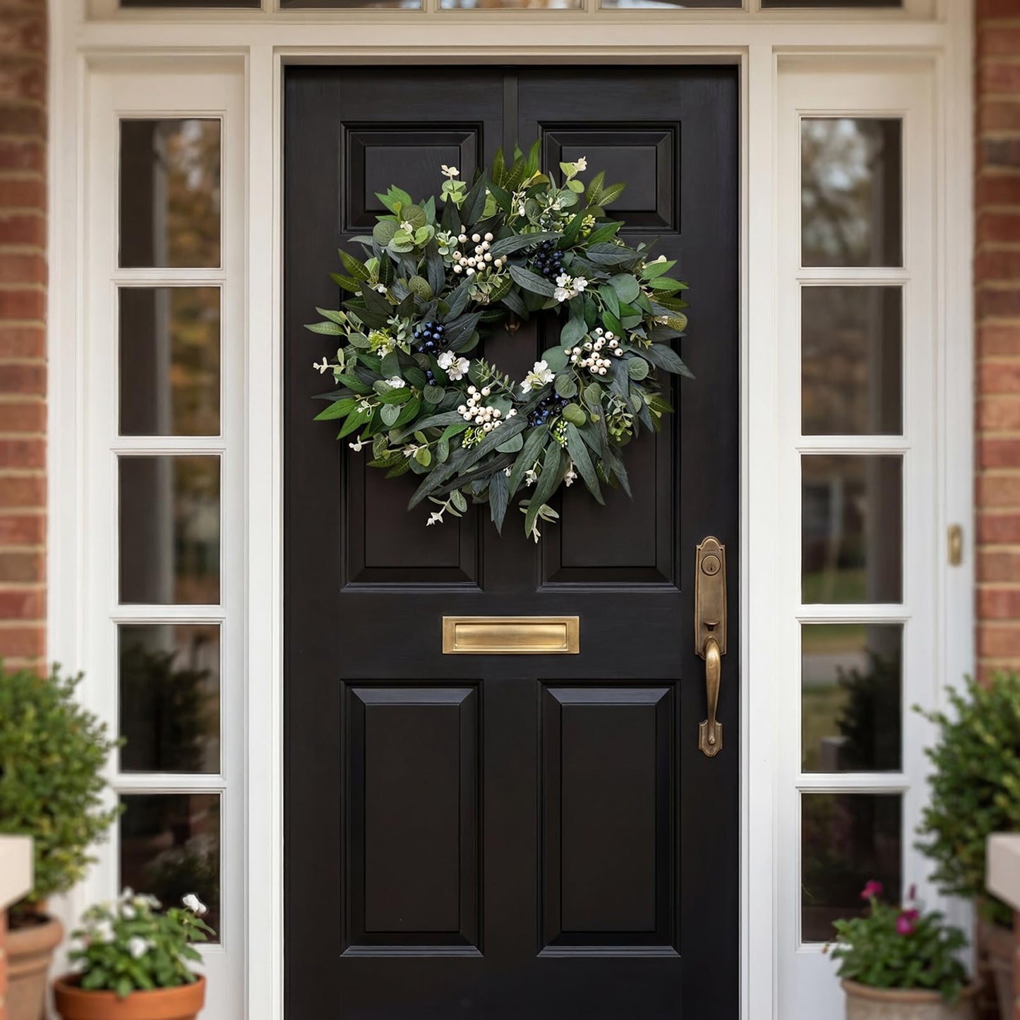 24'' Eucalyptus Wreaths for Front Door,Spring Summer Fall Winter Wreaths,Large Outdoor Greenery Wreaths for Porch,Wall,Holiday,Home Decor-Spring, Summer, Fall, Winter All Seasons