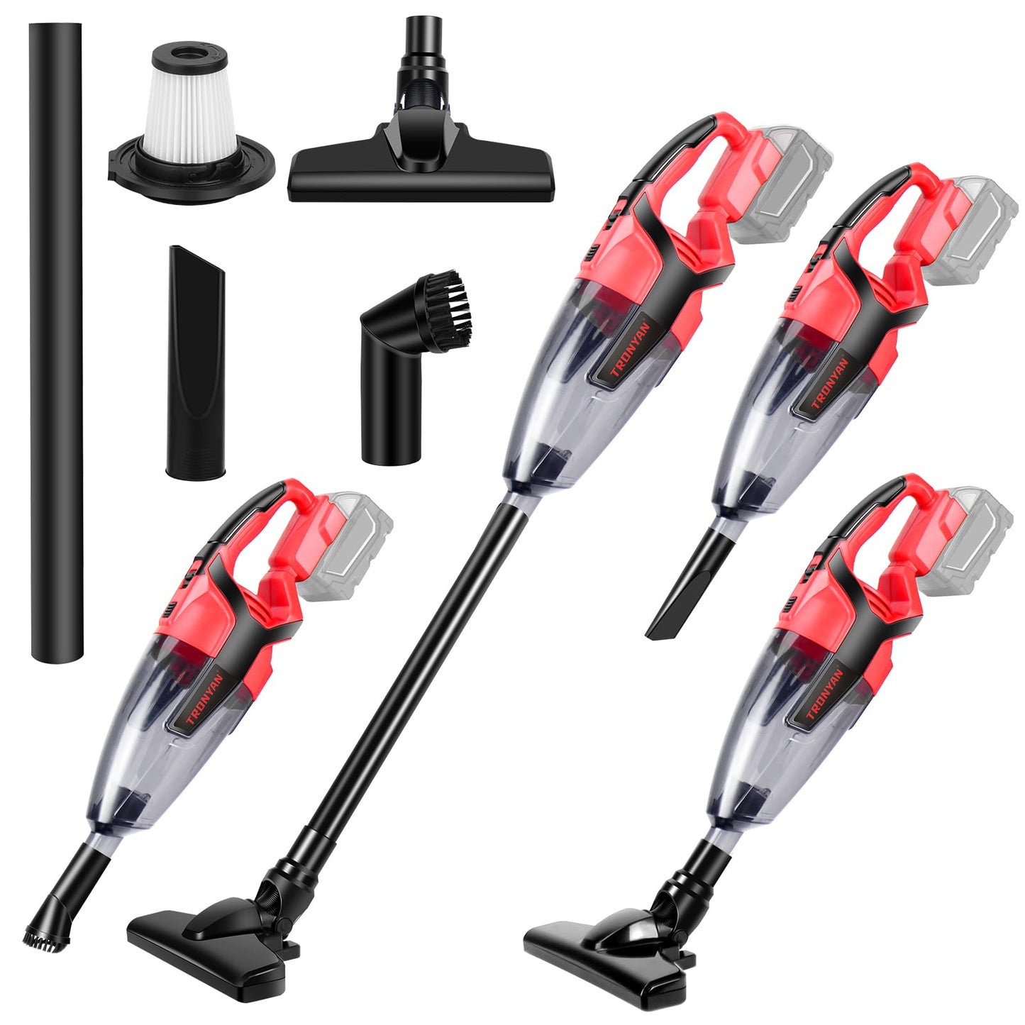 TRONYAN 120W Cordless Vacuum Cleaner Compatible with Milwaukee 18V Battery (No Battery), Handheld Vacuum for Home, Boat, Workshop, Car, Pet Hair, Furniture, Tool Only