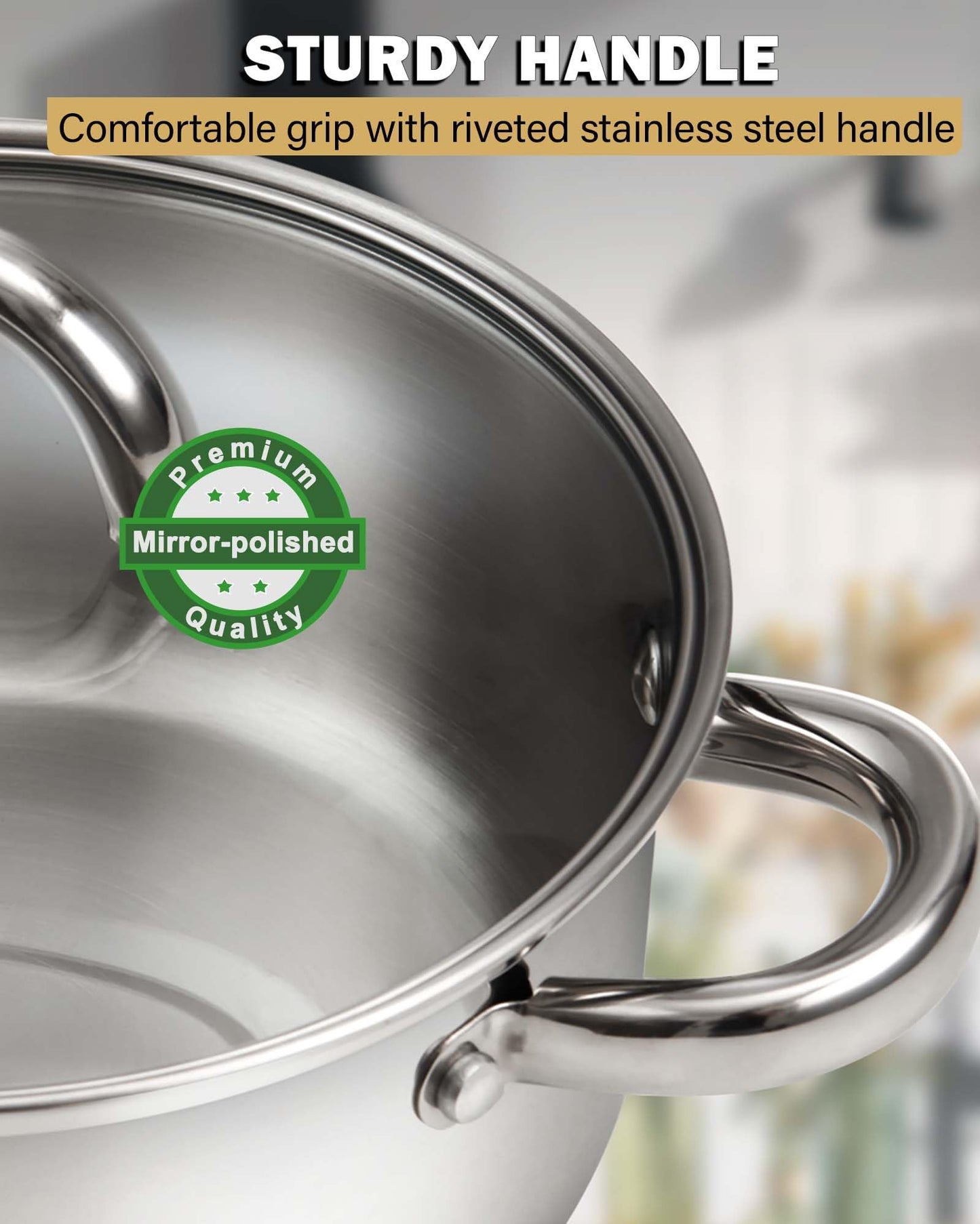 Cook N Home Basics 3 Quart Stainless Steel Stock Pot with Lid, Cooking Pot for Pasta, Soup, Sturdy Handle, Stockpot with Even Heating, Oven & Dishwasher Safe, Cookware for Canning, Boiling, Simmer