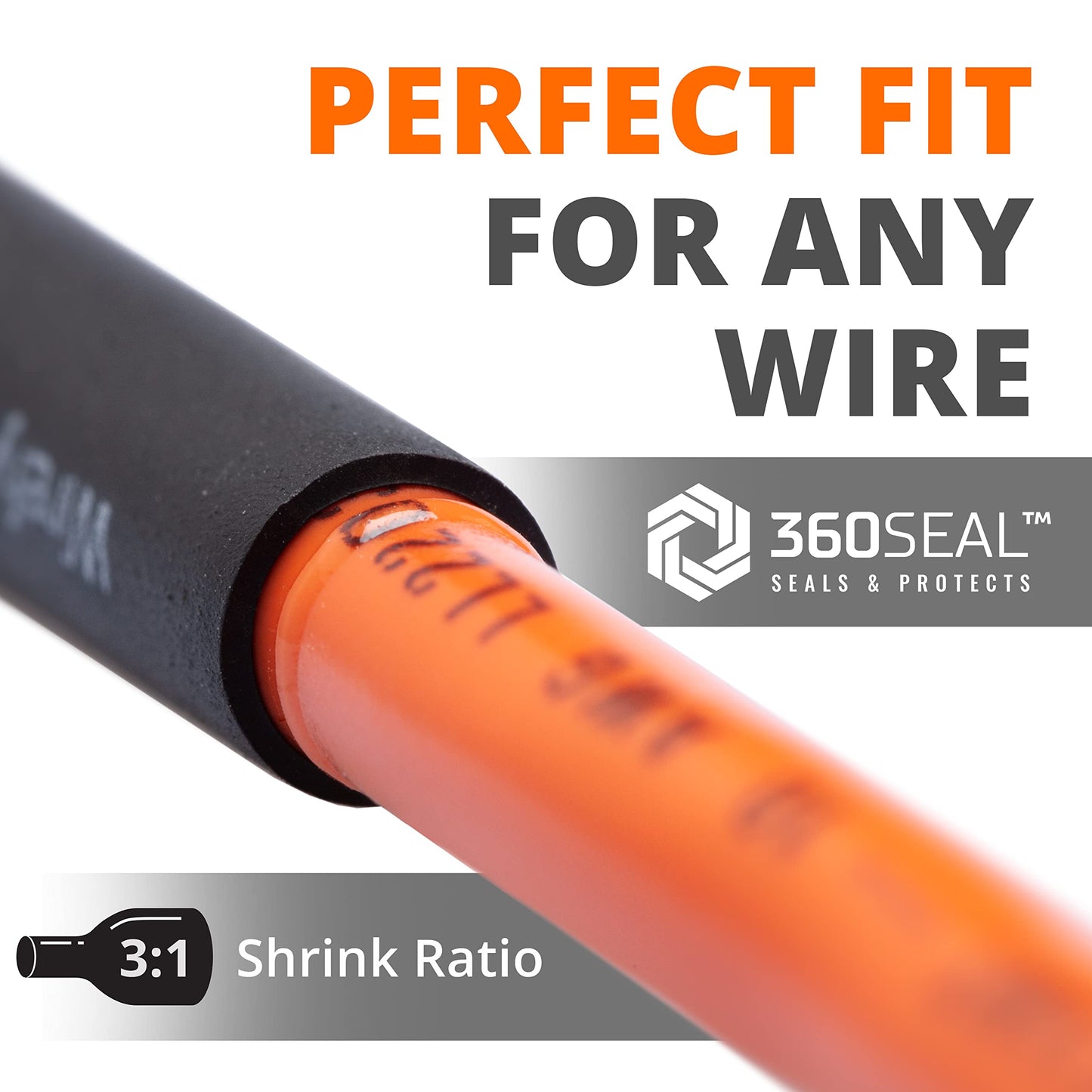Wirefy 3/8" Heat Shrink Tubing - 3:1 Ratio - Adhesive Lined - Marine Grade Heat Shrink - Black - 50 Feet Roll
