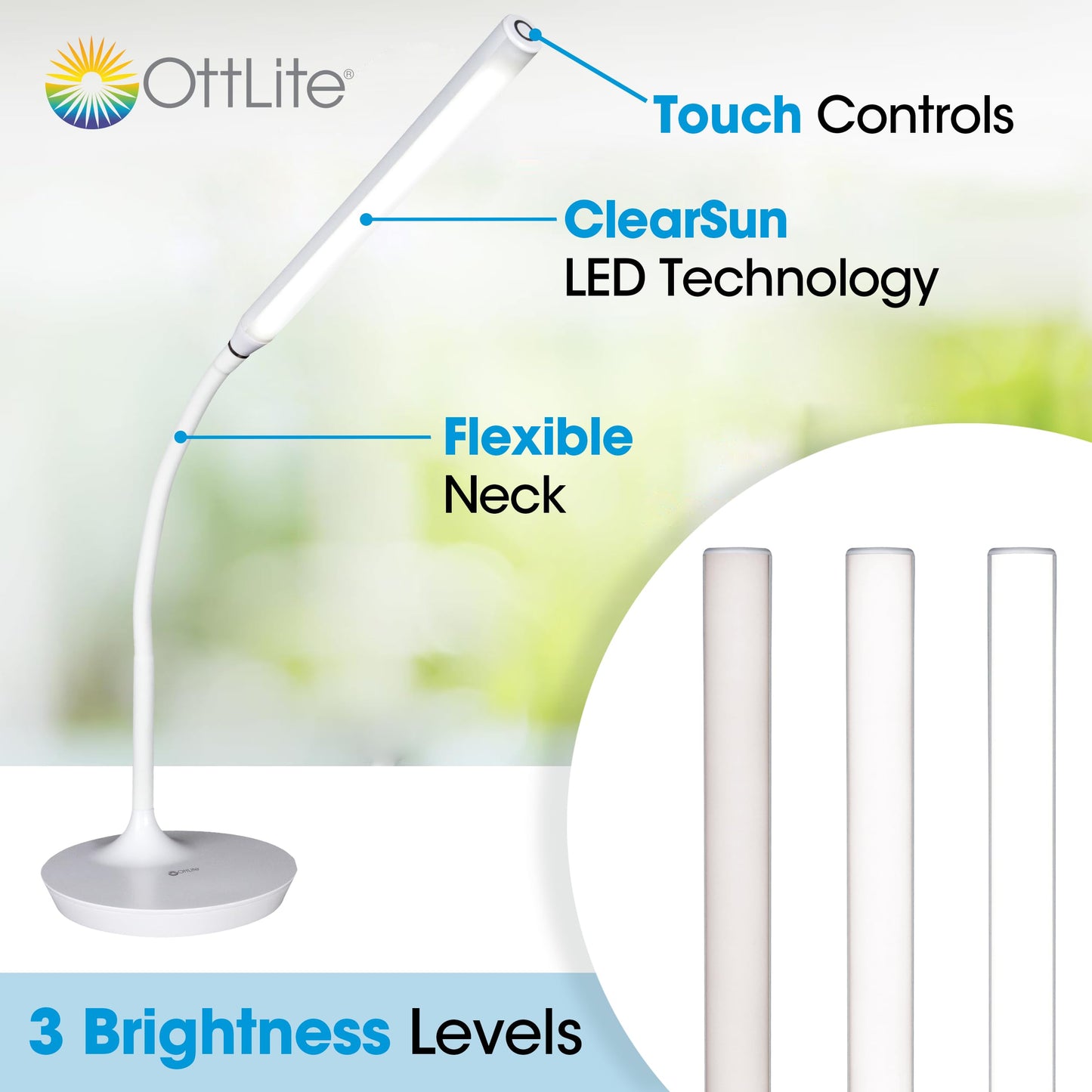 OttLite Extended Reach LED Desk Lamp, White