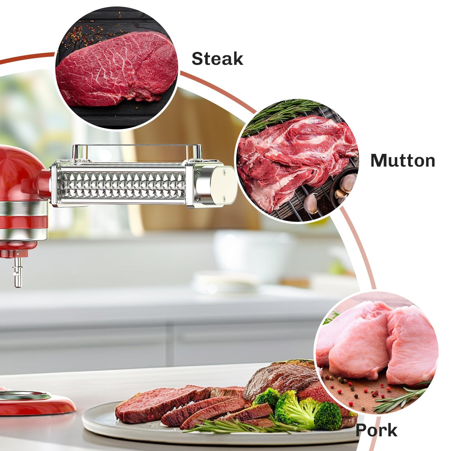 Meat Tenderizer for KitchenAid Mixer, Meat Tenderizer Attachment for KitchenAid Stand Mixer, Meat Tenderizer Machine, Meat Tenderizer with Stainless Steel Gears by Gvode