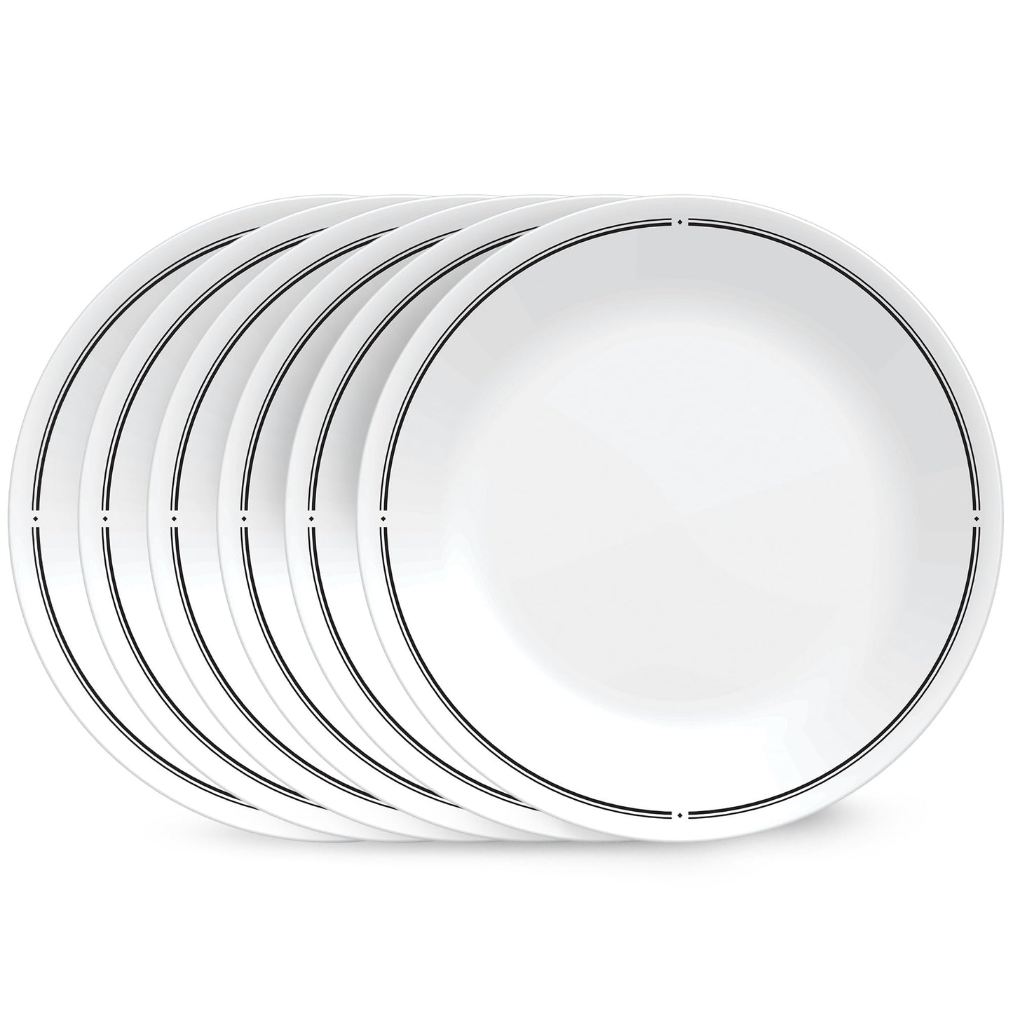 Corelle 6-Piece 8.5" Lunch Round Plates, Vitrelle Triple Layer Glass, Lightweight Round Plates, Salad Plates, Chip and Scratch Resistant, Microwave and Dishwasher Safe, Brasserie, Medium