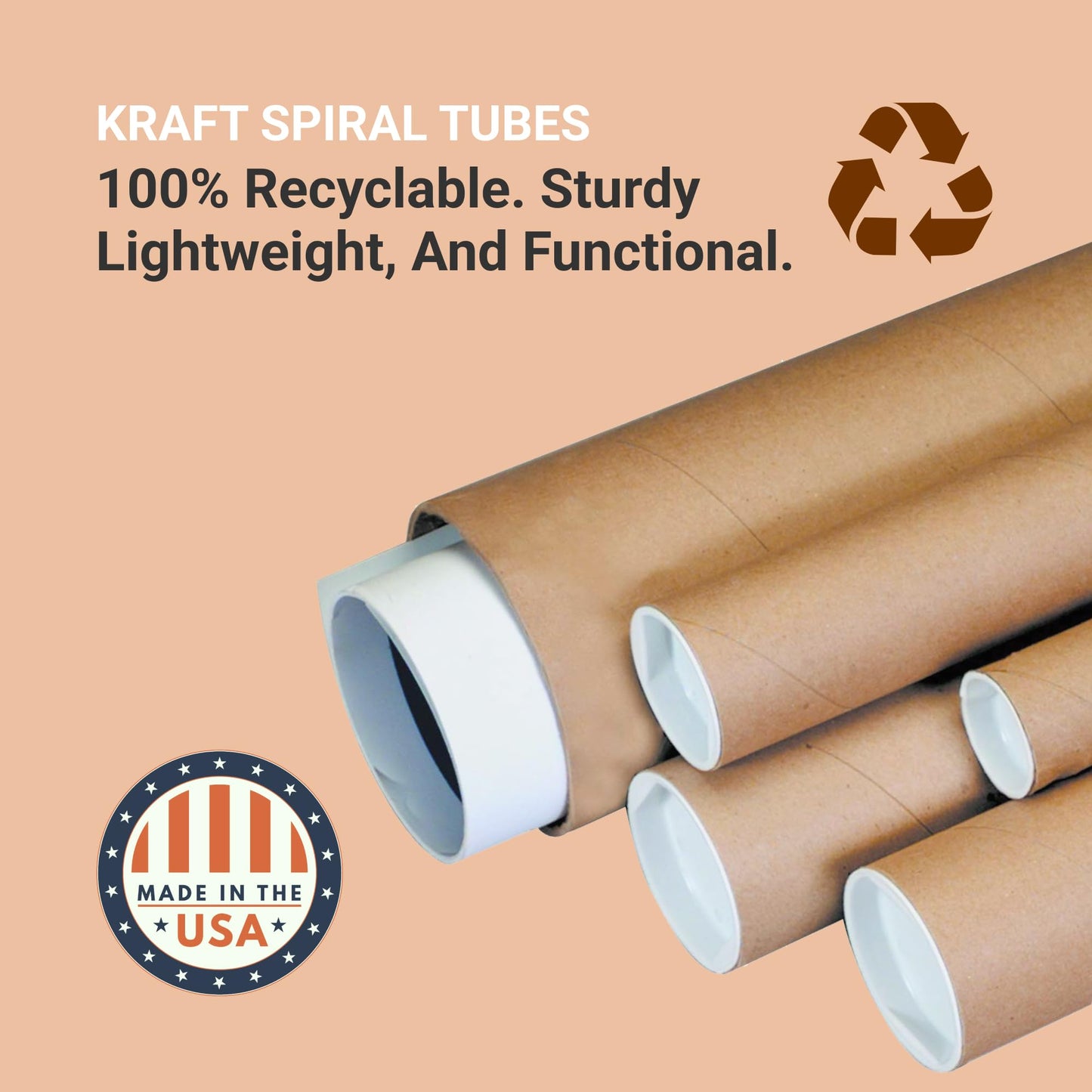 BOX USA Cardboard Tubes with Caps, 24"L x 3"W x 3"H, Pack of 24 | Poster Tube for Mailing and Storage of Blueprints, Artwork, Crafts, Long Art Holder, 24 inches