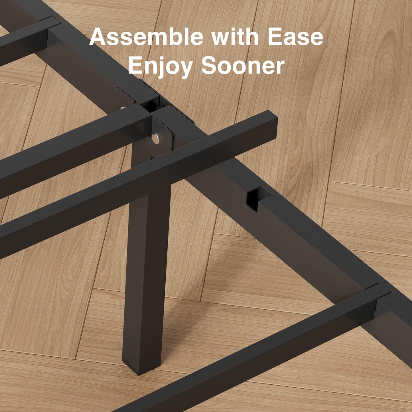Novilla Twin Bed Frame with Modern Wooden Headboard, Easy Assembly & Noise-Free, Under-Bed Storage, Sturdy Metal Platform for Bedroom & Guest Room, No Box Spring Needed