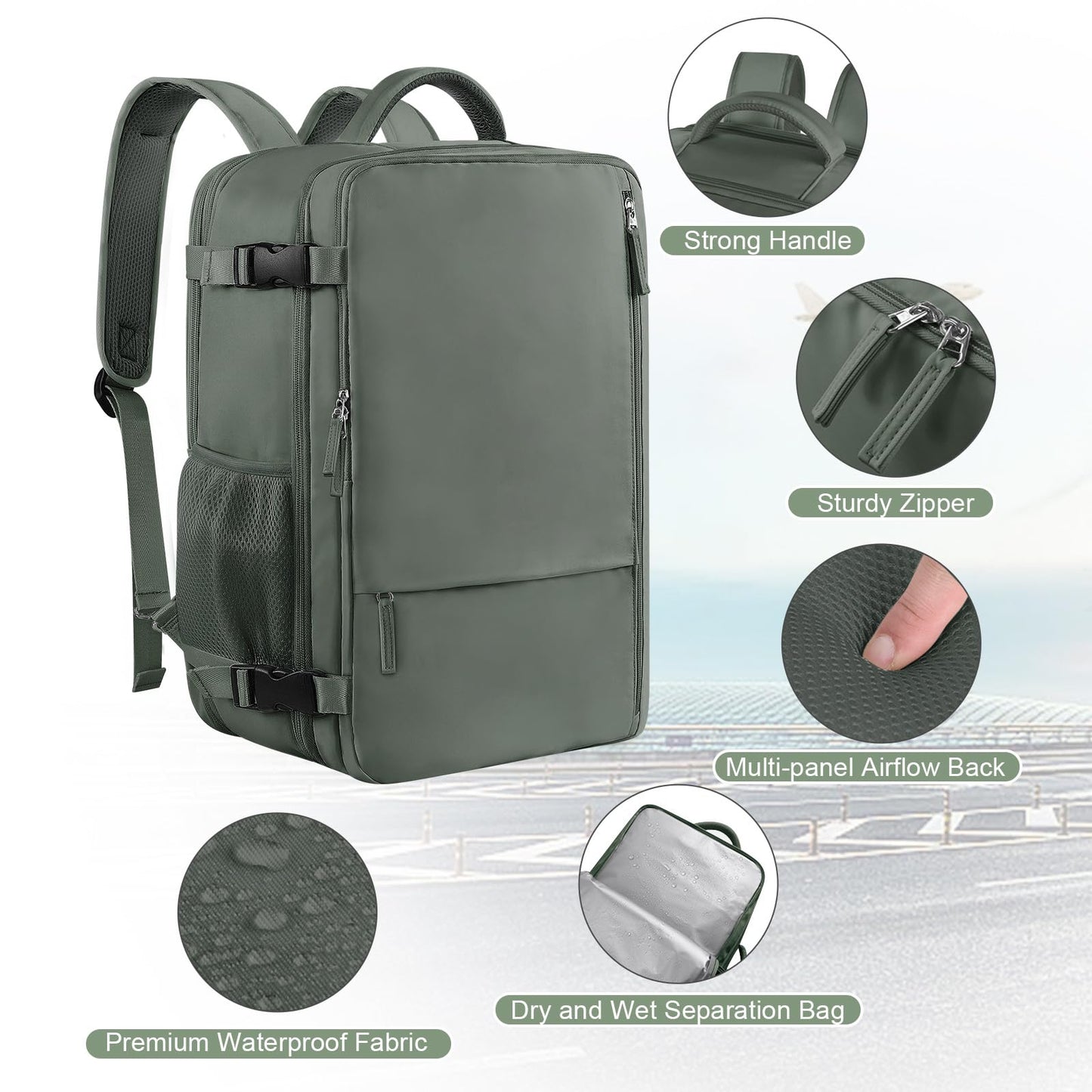 Sinaliy Large Expandable Travel Backpack for Men and Women, 17 Inch Laptop, Waterproof, Casual, College Bookbag, Backpack for Women, as Person Item Flight Approved