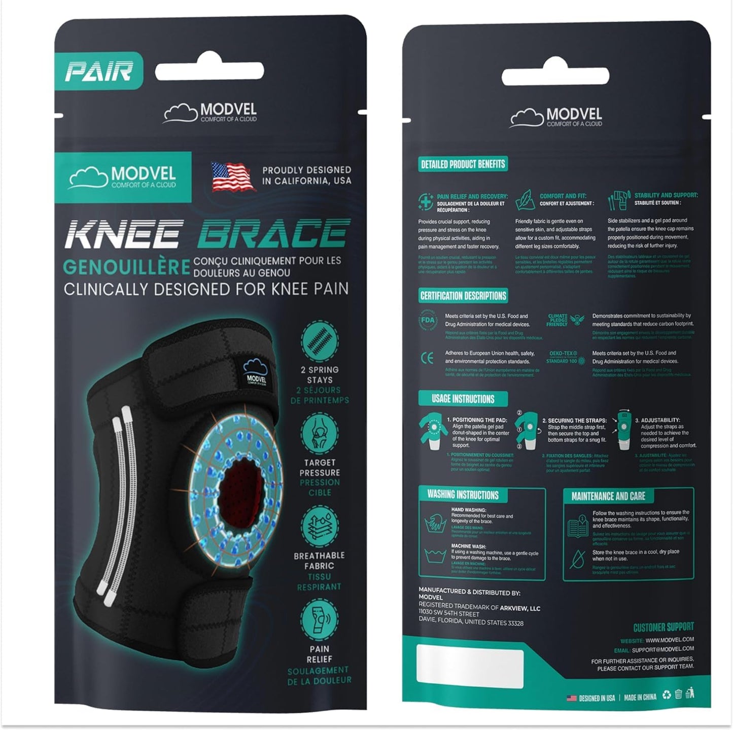 Modvel ELITE Knee Brace for Men & Women – Patella Gel Pads & Side Stabilizers for ACL, Meniscus Tear, Arthritis & Injury Recovery – Maximum Support for Running, Sports & Joint Pain Relief