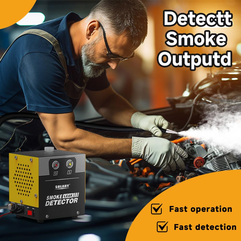 Solary Smoke Machine Automotive Tool - Fuel Leak Detectors Tester | Built-in Air Compressor Motor