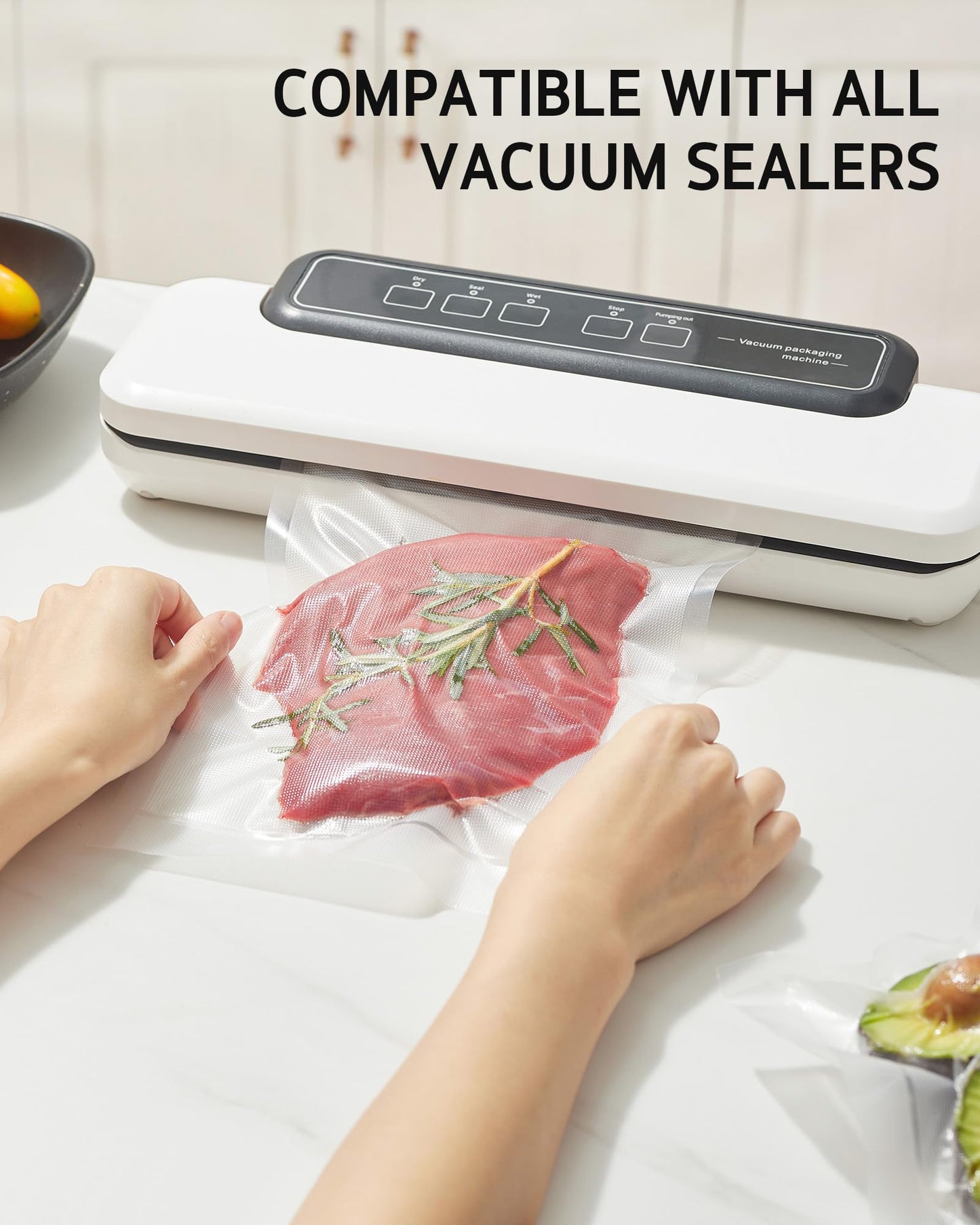 [2025 Upgraded] Syntus 11" x 100' and 8" x 100' Vacuum Sealer Bags for Food with Cutter, Food Vacuum Seal Roll Keeper BPA-free Heavy-duty Commercial Grade for Food Storage, Meal Prep and Sous Vide
