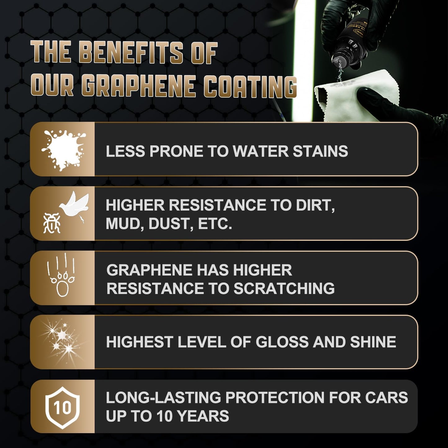 20H Professional Graphene Ceramic Coating for Cars (70ml) - 10+ Years Protection, Hydrophobic, Scratch & UV Resistant, High Gloss Finish - Professional-Grade Car Detailing Kit - Easy Application