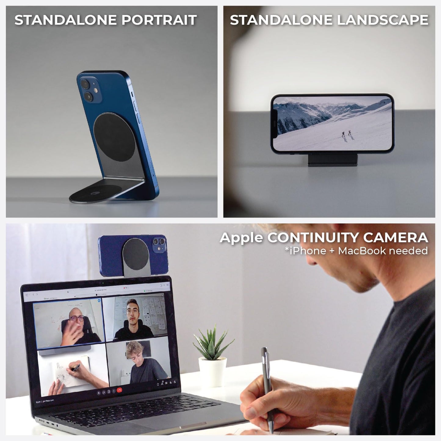 Rolling Square Edge Pro Tablet Kit - Mount Tablet and Phone Magnetic Holder, Smartworking & Productivity Stand Accessory, Compatible with MagSafe, Compatible with Any Tablet or Phone, Black
