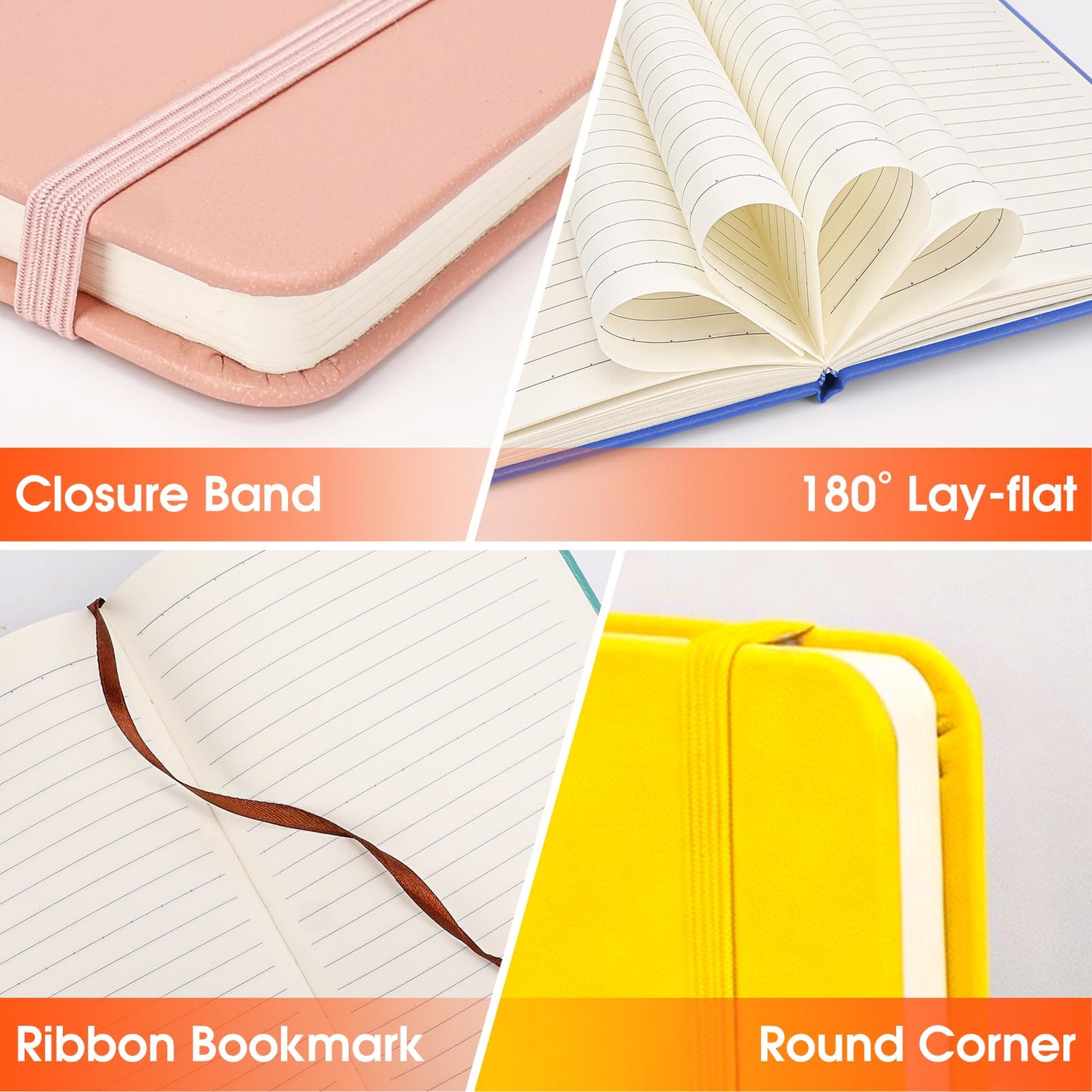 BGUP 24 Pack Lined Journal Notebook for Work, 200 Pages, Medium 5.5" x 8.3", A5 College Ruled Notebook, 6 Colors, Hardcover Journaling Notebooks for Writing, Note Taking