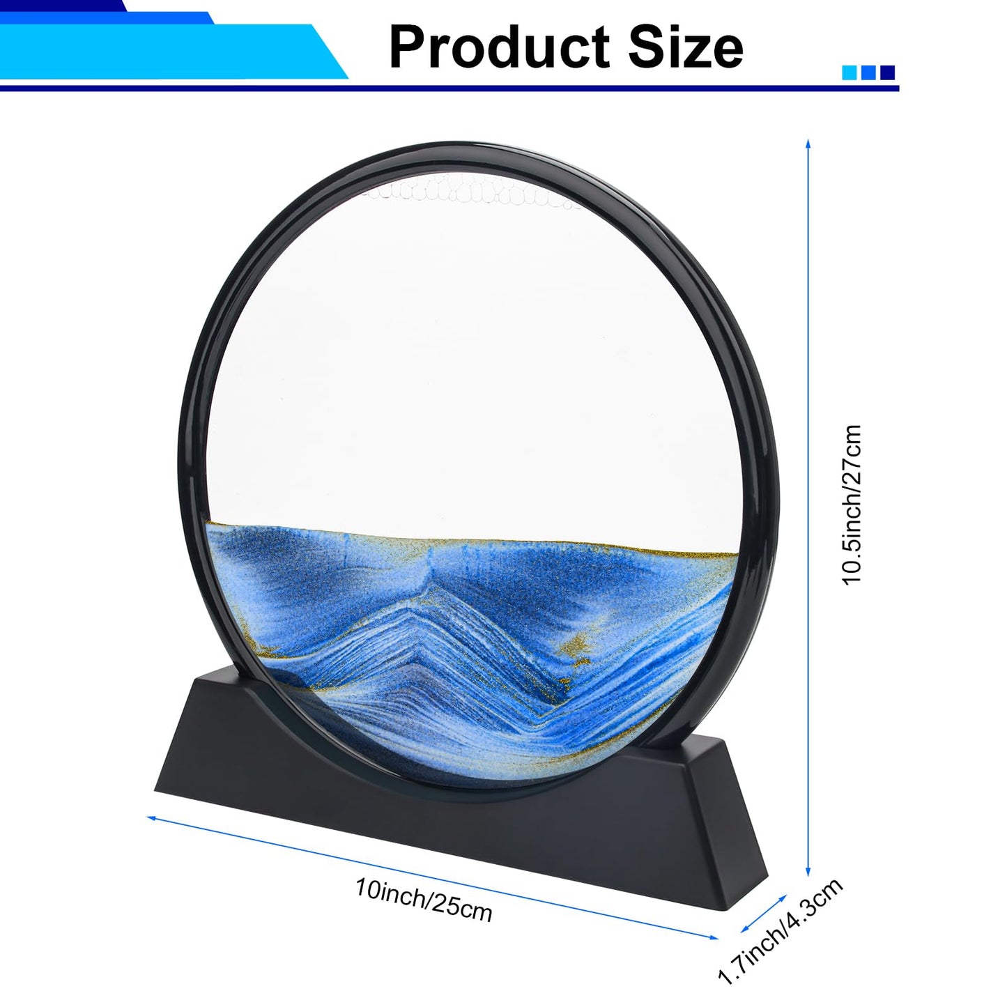 Coitak Moving Sand Art Picture, Round Glass Dynamic Sand Picture, Desktop Sand Art for Home Decor and Office