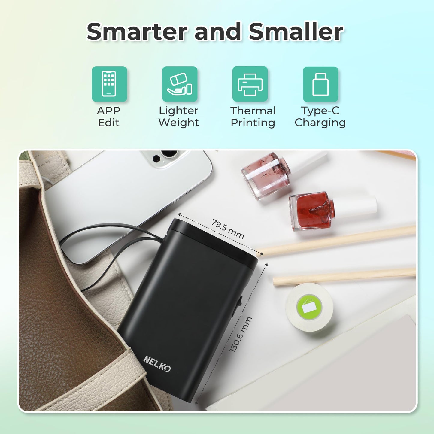 Nelko Label Maker Machine with Tape, P21 Bluetooth Label Printer with 3 Tapes, Wireless Mini Label Makers with Multiple Templates Icon Font Custom for School Office Home, Black