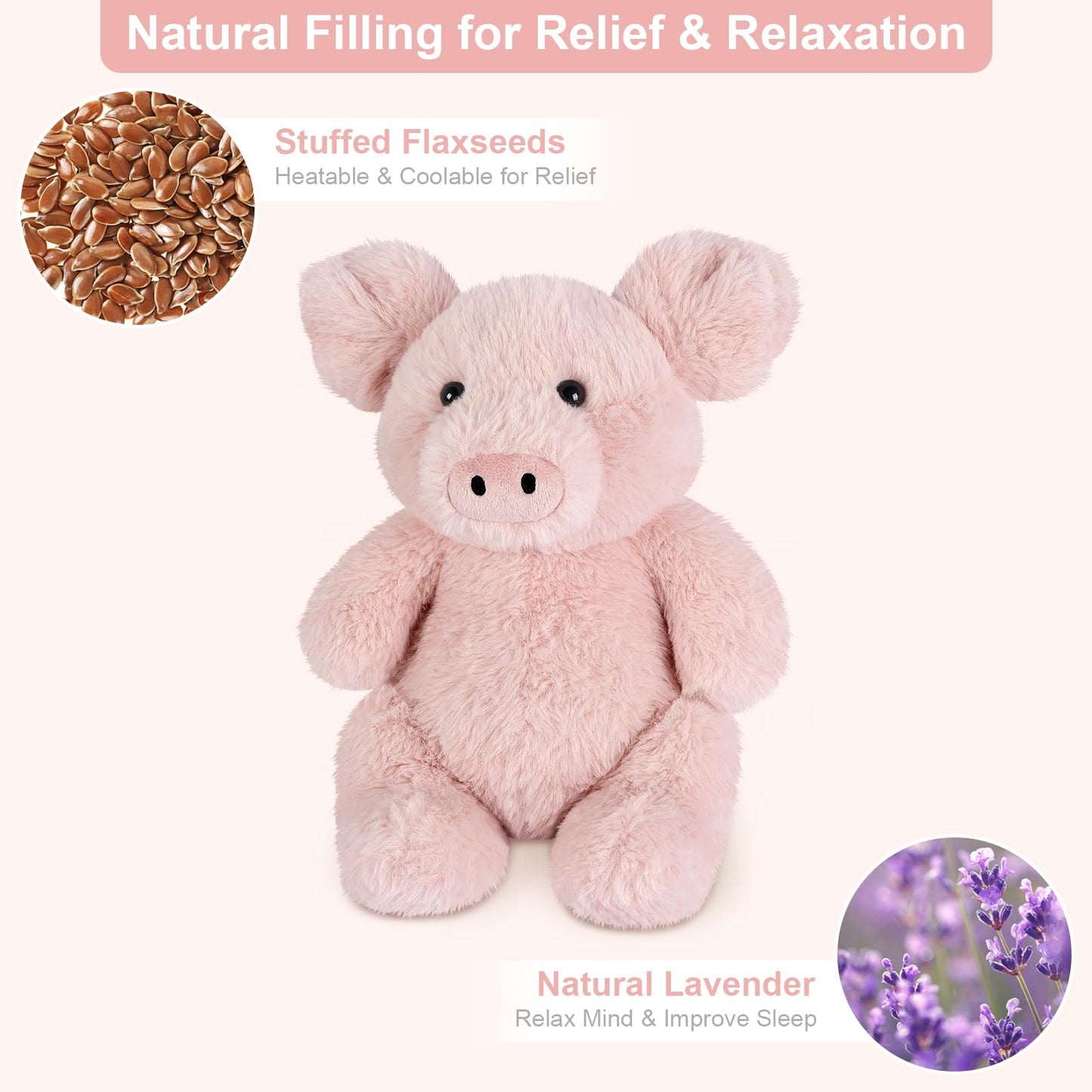 SuzziPals Heatable & Coolable Pig Stuffed Animal, Microwavable Heating Pad for Soothing Warmth & Relaxation, Cute Plush Toys for Companion & Stress Relief, Pig Gift for Adults & Kids