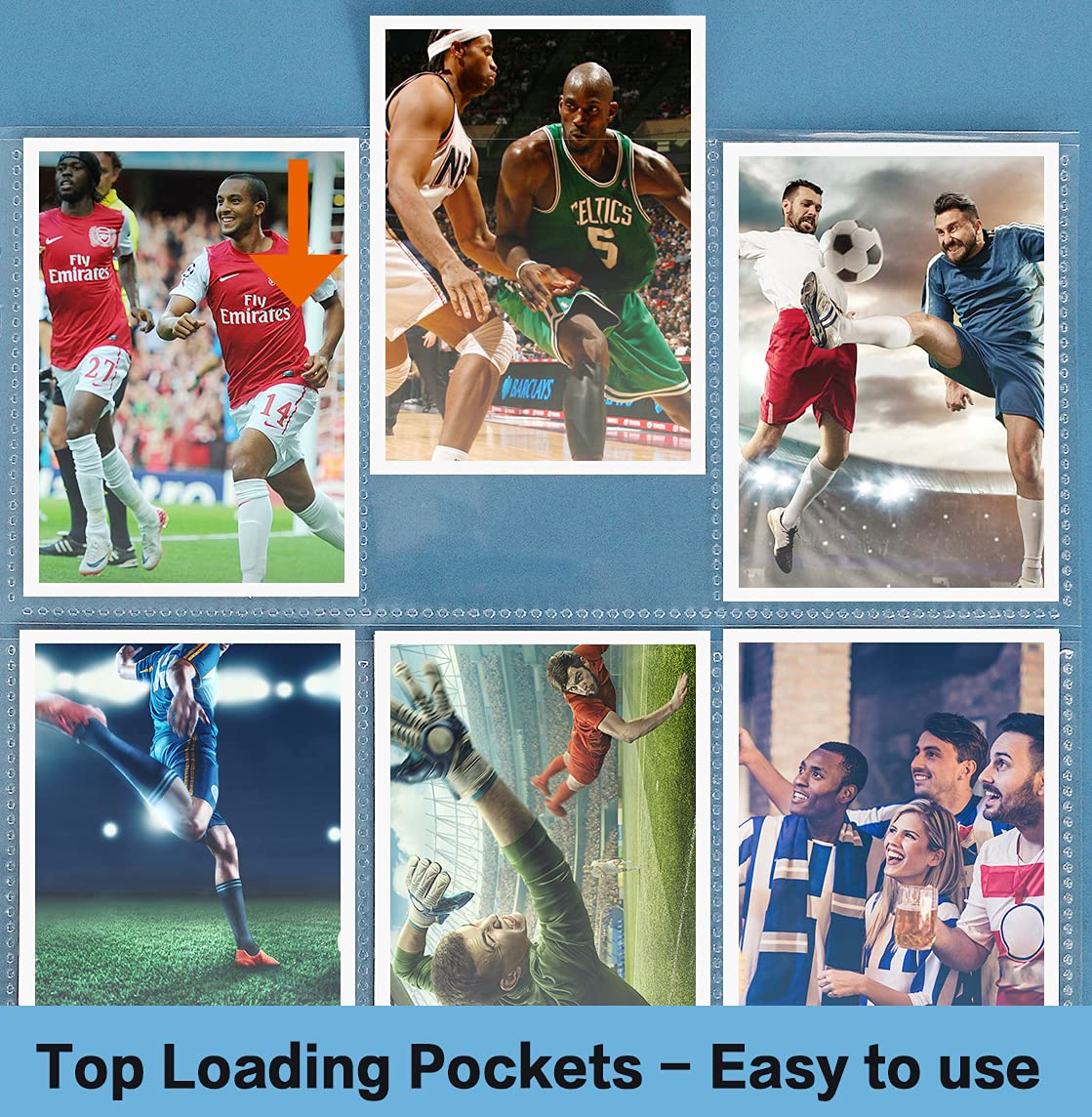 Trading Card Sleeve Pages, HERKKA 200 Pack 9 Pocket Album Pages 11 Holes Fit 3 Ring Binder