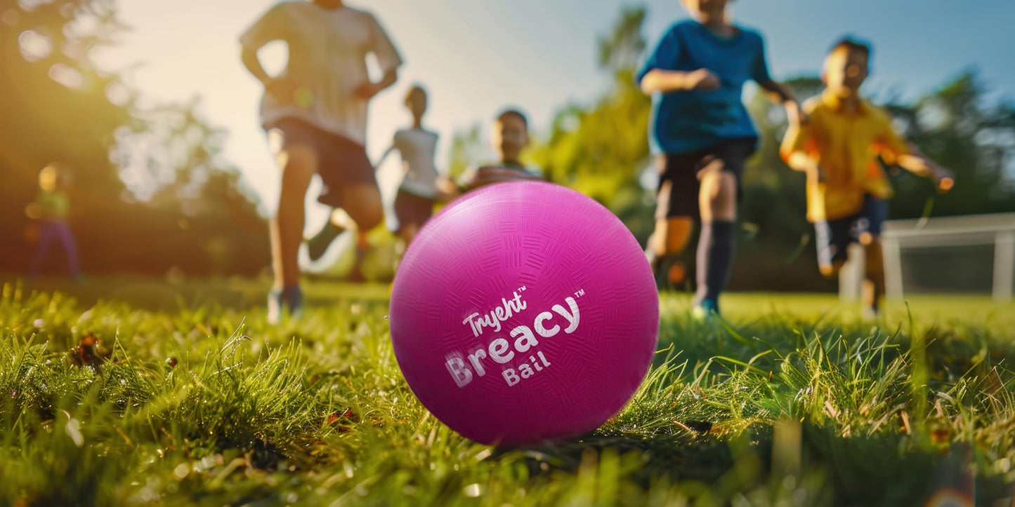 Tryeht Self Inflating Playground Ball 5″, 2 Pack, Neon Purple Breacy Ball, Self Inflating Bouncy Ball, Never Need Pump for Kickball, Playground, Handball, Square and School