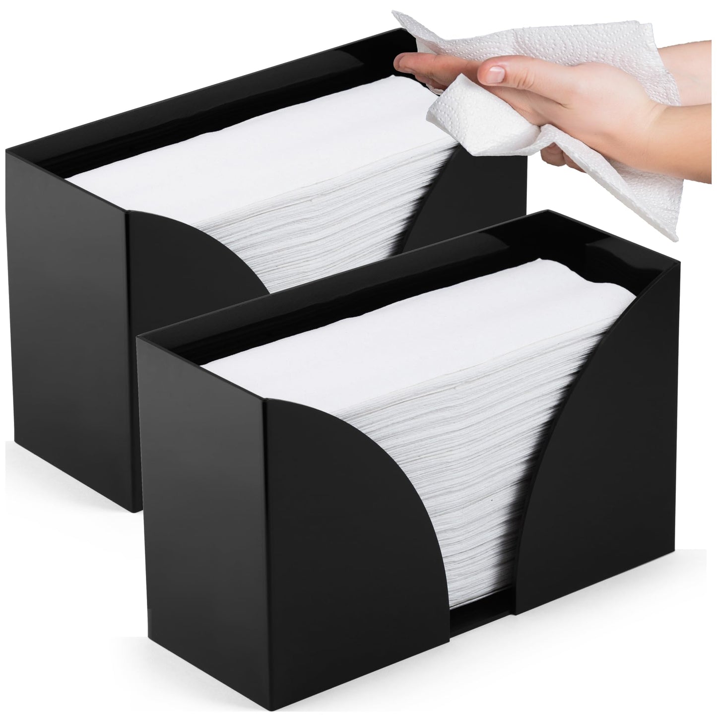 SimplyImagine Countertop Paper Towel Holder for Wall Mount, 2 Pack - Acrylic Paper Towel Dispenser & Napkin Holder for Bathroom - Kitchen Accessories