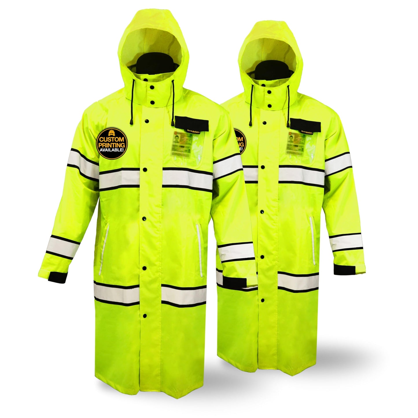 KwikSafety - Charlotte, NC - TORRENT TRENCH High Visibility Rain Gear - 2 PACK - Class 3 ANSI OSHA Reflective Weather Proof Hi Vis Safety Jacket/Yellow Large