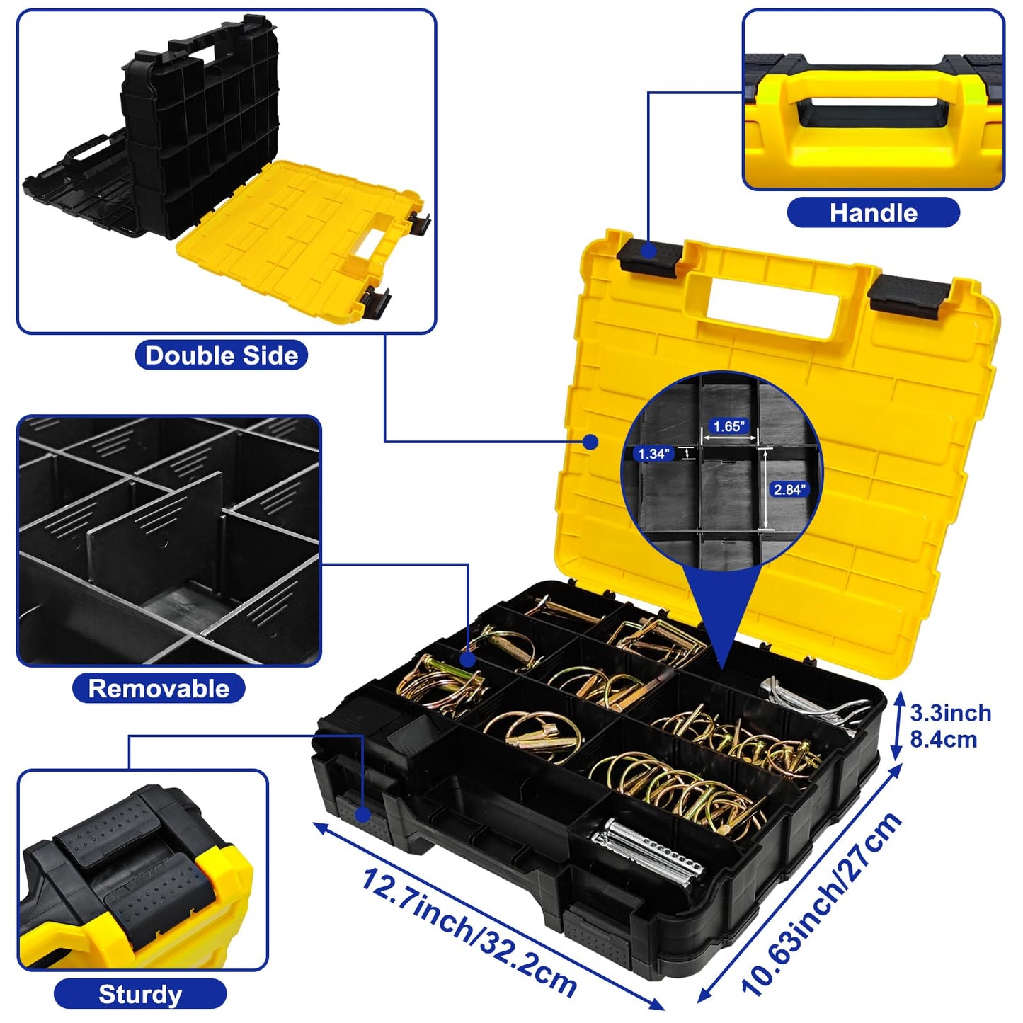 367 PCS Heavy Duty Pin Assortment Kit, Hitch Pins R Clip PIns/ Hair Pins/ Lynch Pins/ PTO Pins/ Cotter Pins/ Clevis Pins for Trucks Trailers Tractors Mowers 3 Point Accessories, Farm, Lawn and Garden