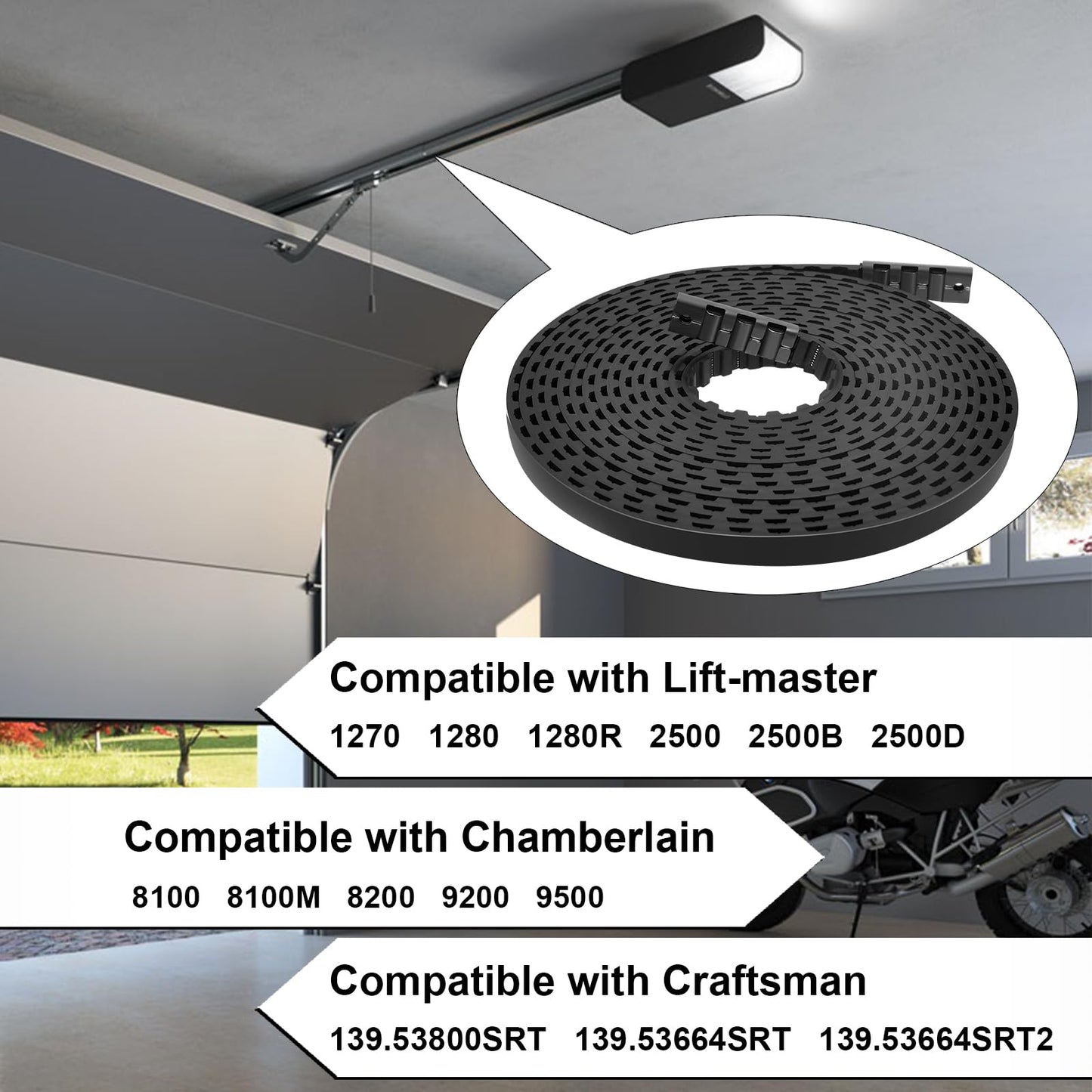 41A3589-3 41A3589-12 Garage Door Opener Belt for 7' Garage Door, Compatible with Lift-Master/Chamberlain/Craftsman Garage Door Opener Models 1270, 1280, 1280R, 8100, 8100M, 8200, 9200, 9500