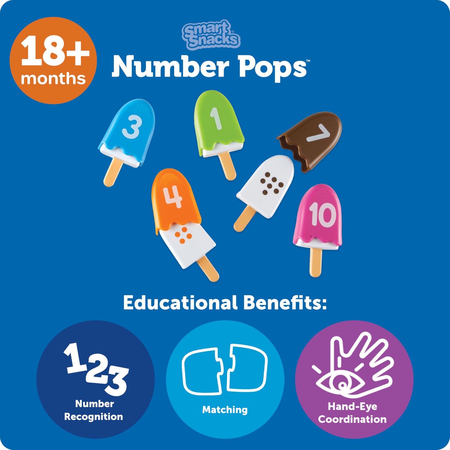 Learning Resources Smart Snacks Number Pops, Fine Motor Toy, Set of 10, Ages 18 mos+ (LER7344)