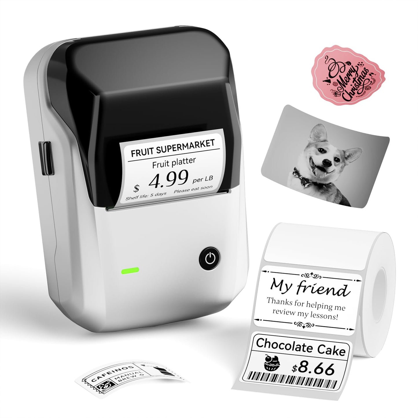 NIIMBOT B1 Label Maker with Tapes, 2 Inch Portable Thermal Label Printer for Home School Office Small Business, Address, Bakery, Crafts, Retail, Support Smartphones & PC, Silver
