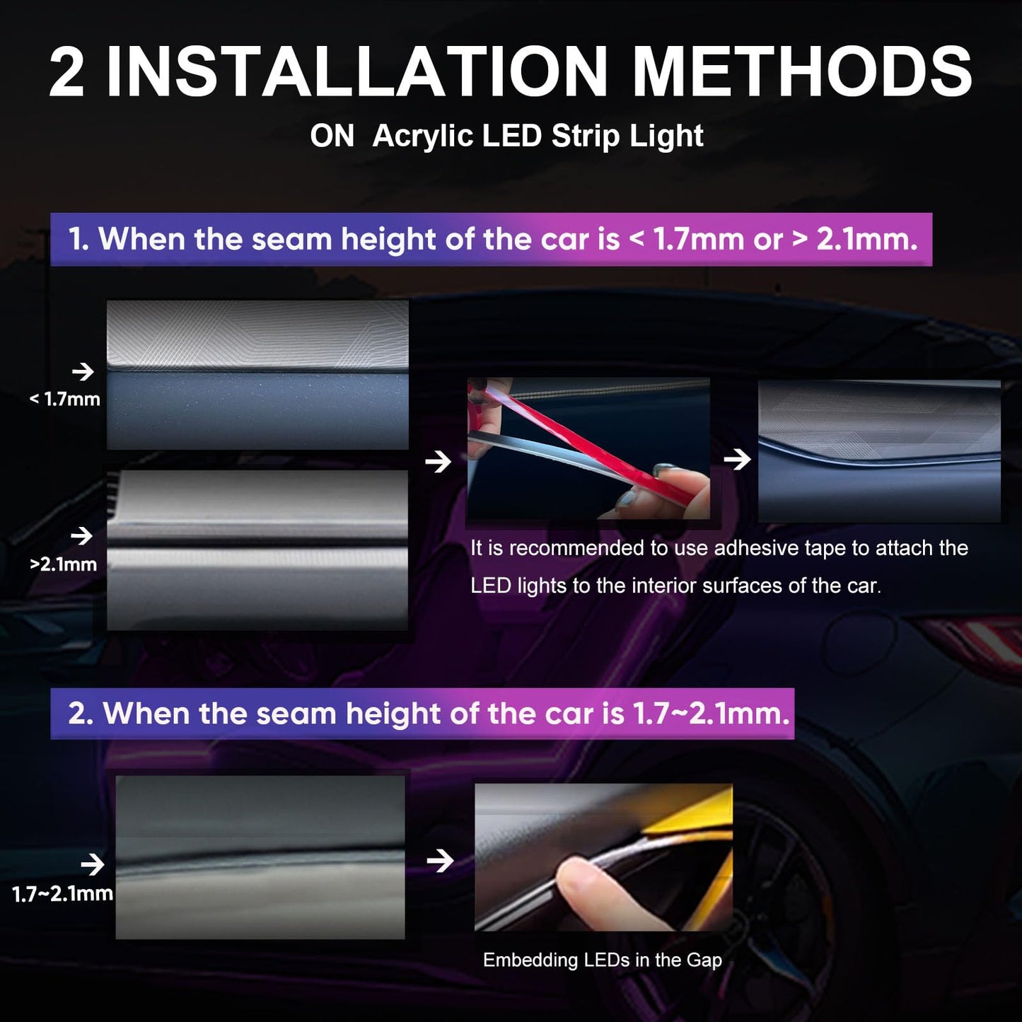 Acrylic 6 in 1 Car LED Lights Interior, RGB Ambient Lighting Car with 584 LEDs, 16 Million Colors, APP & Remote Control, Music Sync Interior Ca r Lights for Women Men