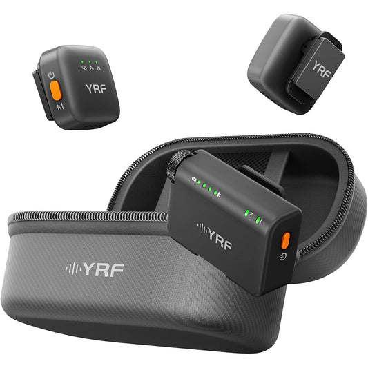 YRF Mic 2 (2 TX + 1 RX + Charging Case), mini Wireless Lavalier Microphone for iPhone Android/Tablets, Intelligent Noise Cancelling for Video Recording Podcast (M15)