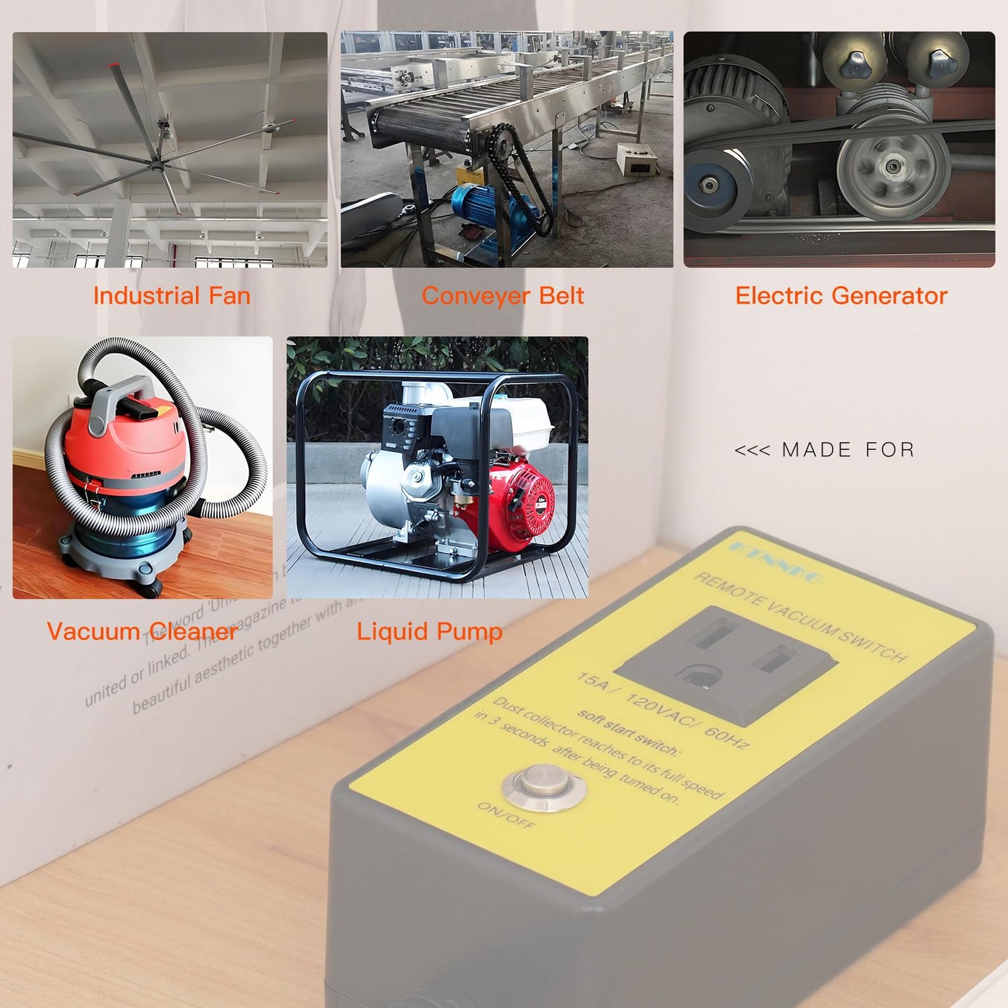 KTNNKG 120V Soft Start Outlet Automatic Switch, Remote Switch for Vacuum and Table Saw with 2 Remote Control,15A 60Hz 1800W
