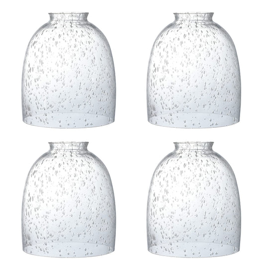 4 Pack Clear Seeded Glass Replacement Shades Covers for Ceiling Fan Light Fixtures Pendant Lighting Chandelier Vanity Light Kitchen Island Light, 2-1/8" Fitter, 5.47" High, 4.76" Diameter