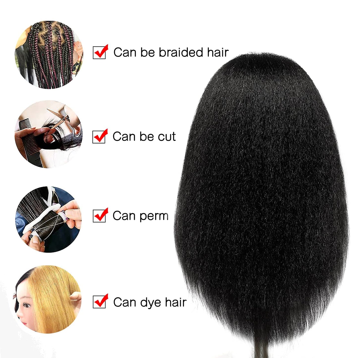 ISHOT Mannequin Head With Hair And Stand Tripod,Wig Stand Tripod With Mannequin Head,Hairdresser Training Head,Doll Head Beauty School Hair Practice Head Manikin Cosmetology