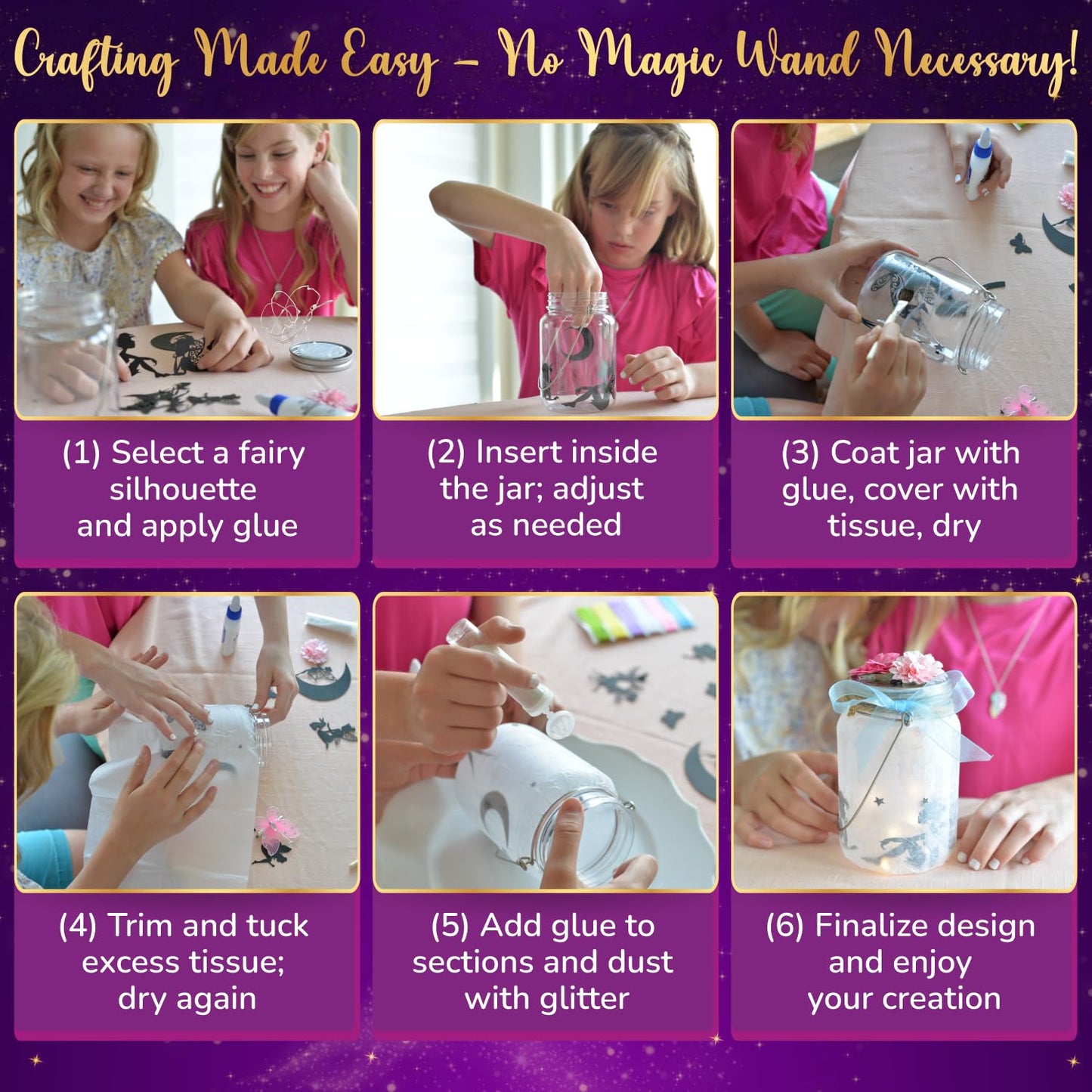 Pinwheel Crafts Fairy Lantern Toy for Kids Age 6-8 8-12+ Years - Make Your Own Night Light - Fairy Jar Gift for Girls with Led Light - Arts & Crafts Set, Pack of 2